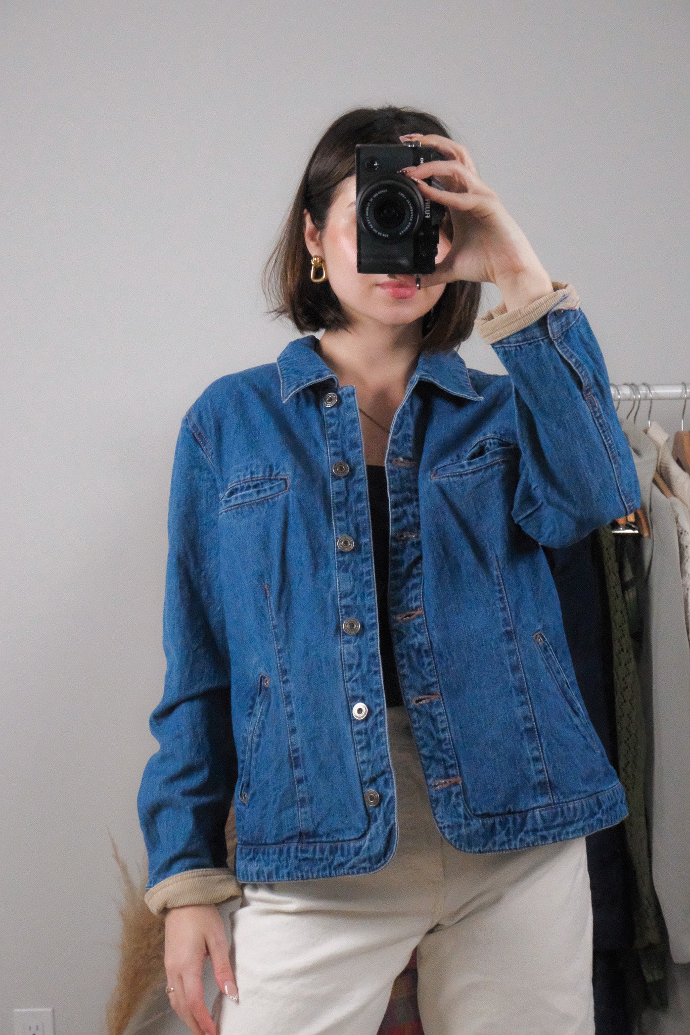 Vintage x Corduroy Trim Denim Chore Coat (M)