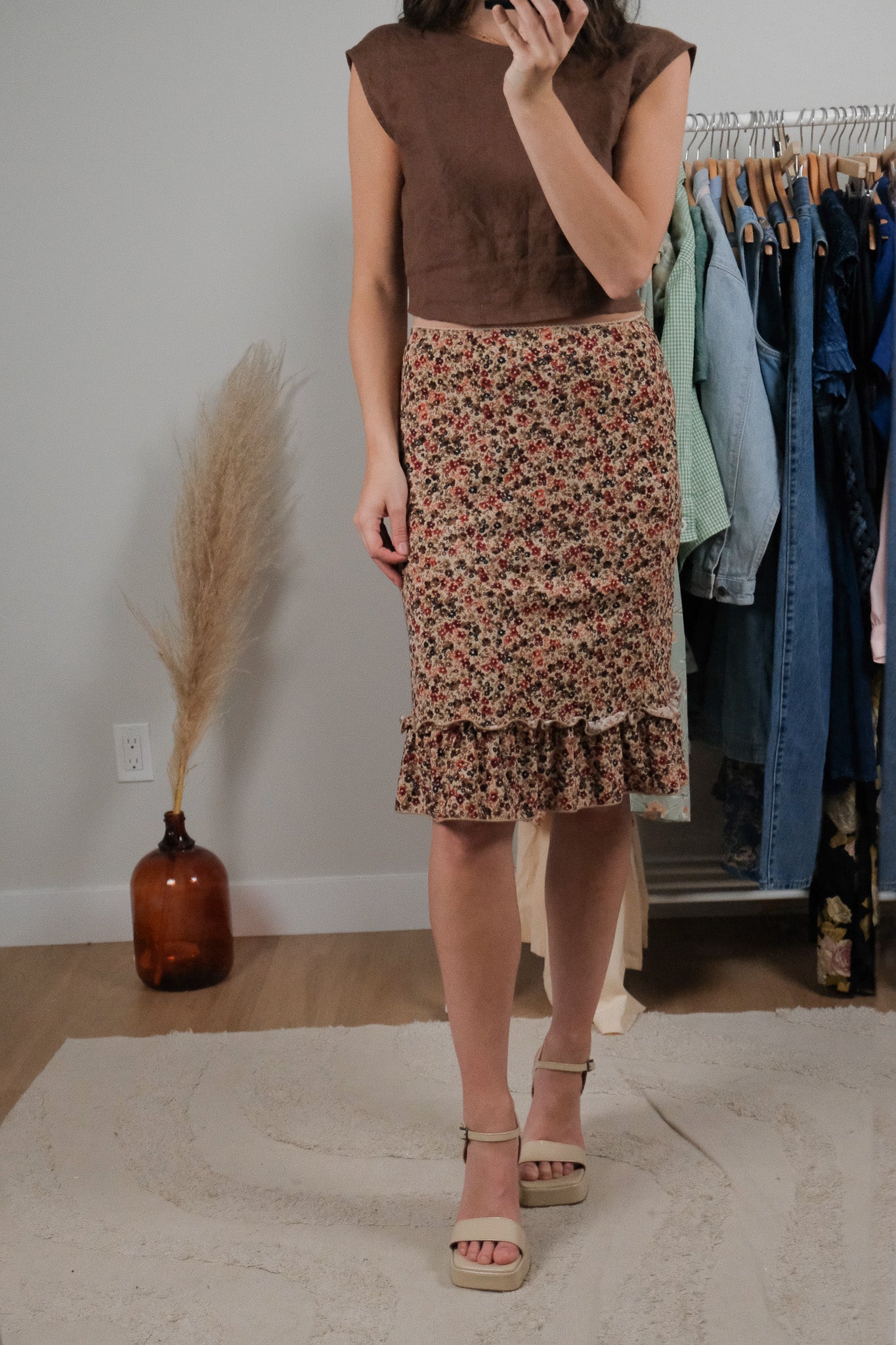 Made in USA x Vintage x Floral Midi Skrit (6)