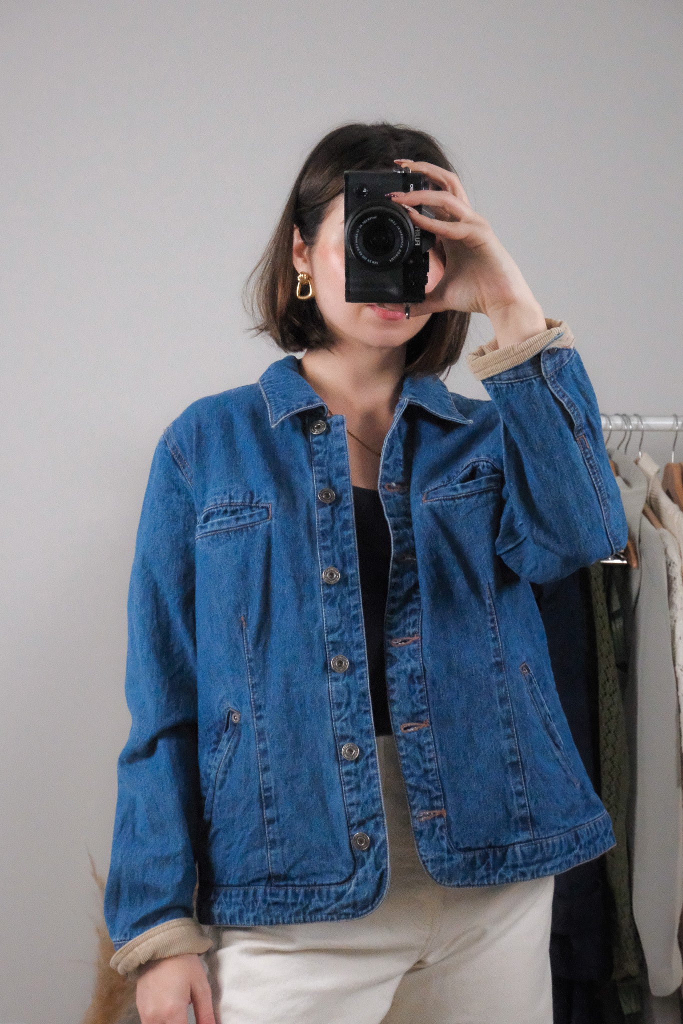 Vintage x Corduroy Trim Denim Chore Coat (M)