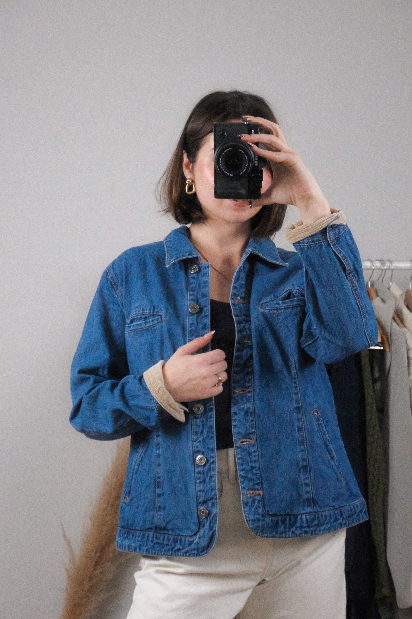 Vintage x Corduroy Trim Denim Chore Coat (M)