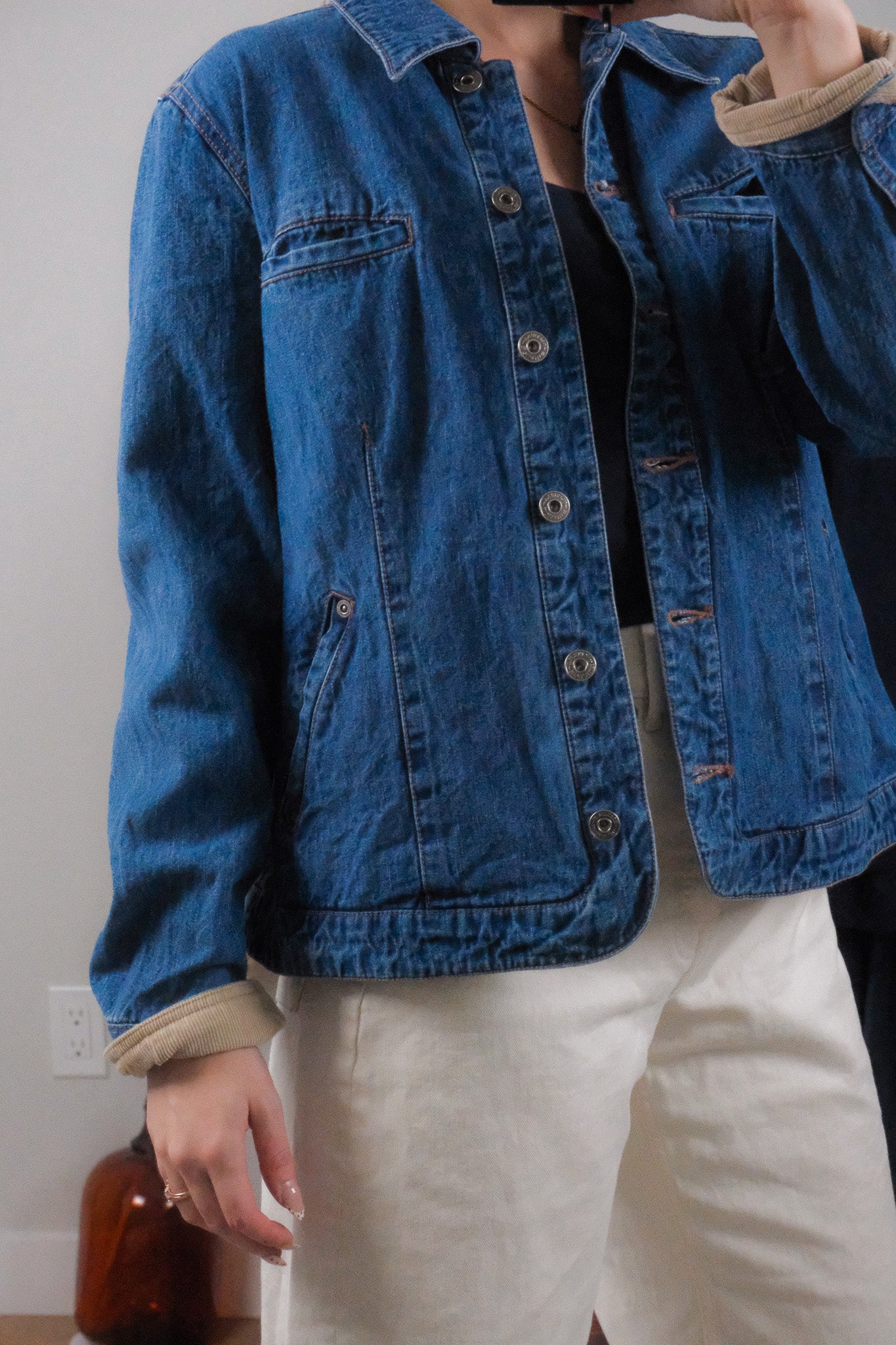 Vintage x Corduroy Trim Denim Chore Coat (M)