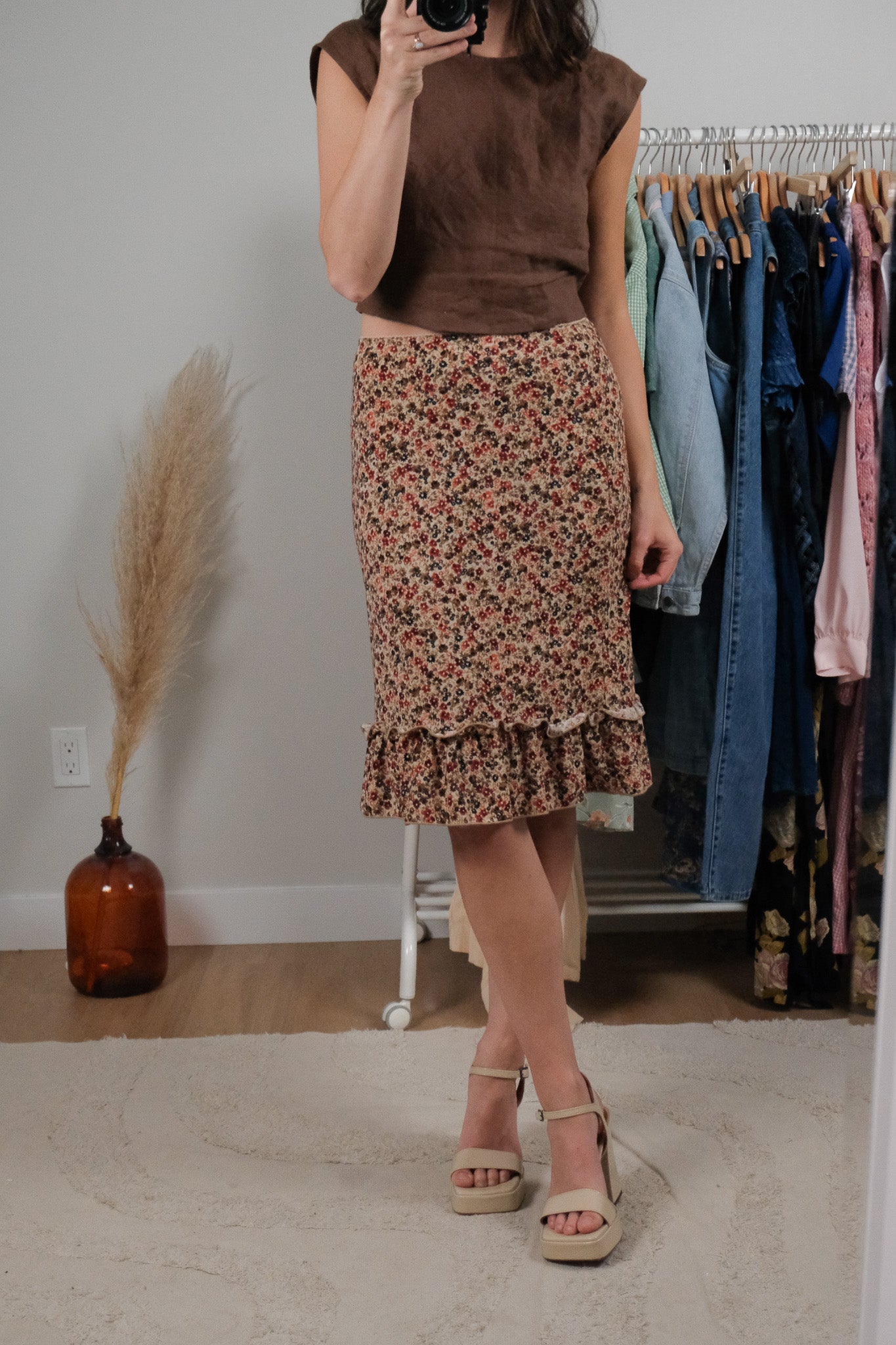 Made in USA x Vintage x Floral Midi Skrit (6)