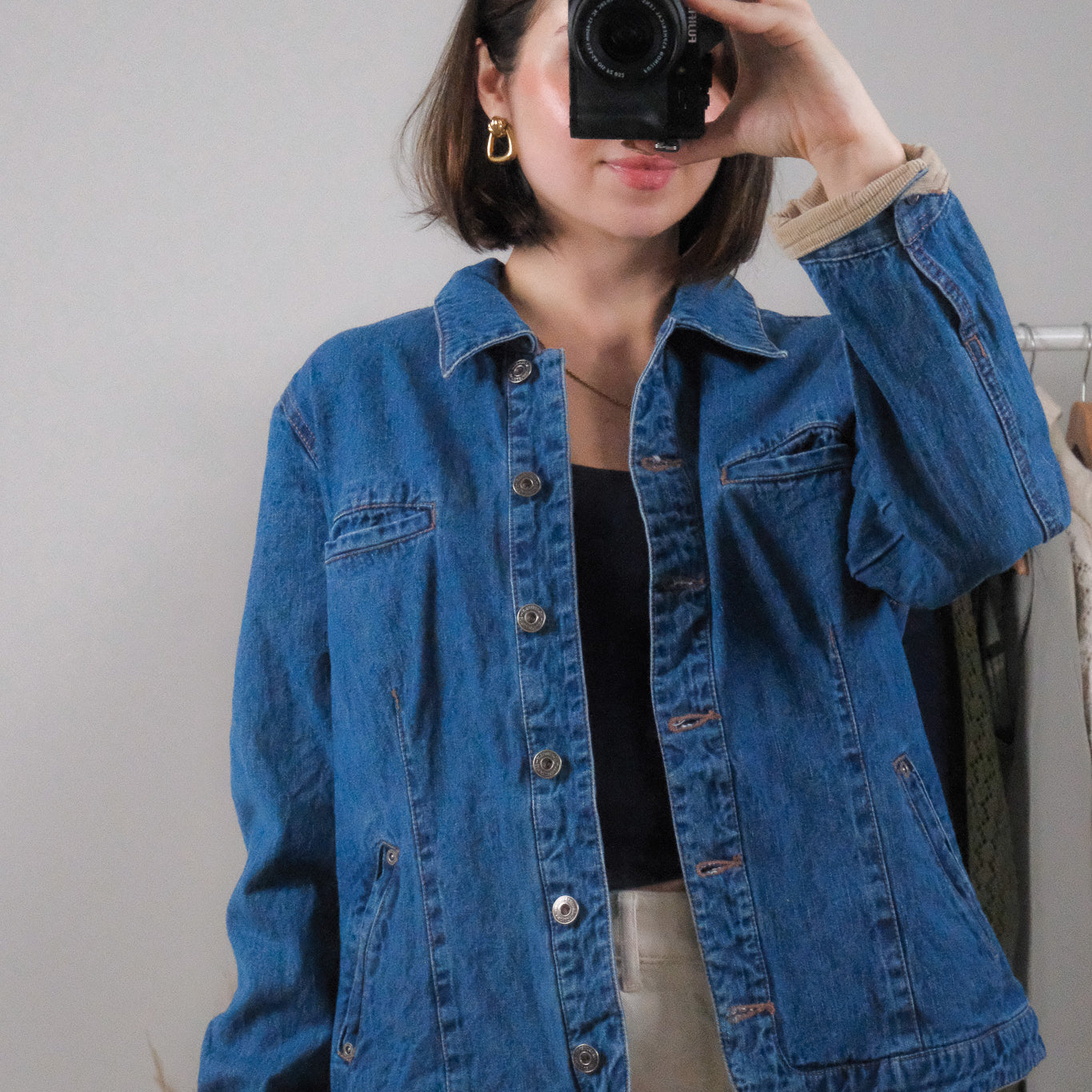 Vintage x Corduroy Trim Denim Chore Coat (M)