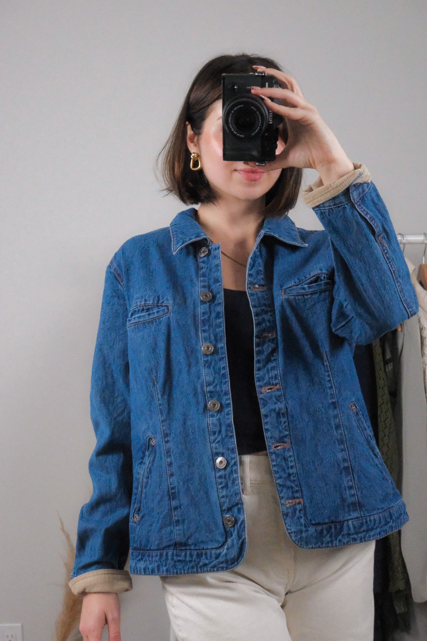 Vintage x Corduroy Trim Denim Chore Coat (M)