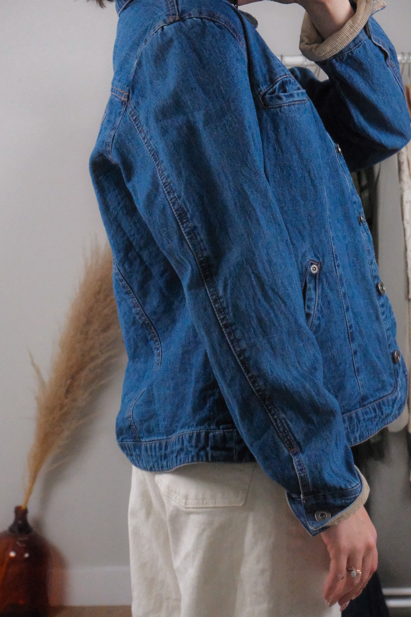 Vintage x Corduroy Trim Denim Chore Coat (M)