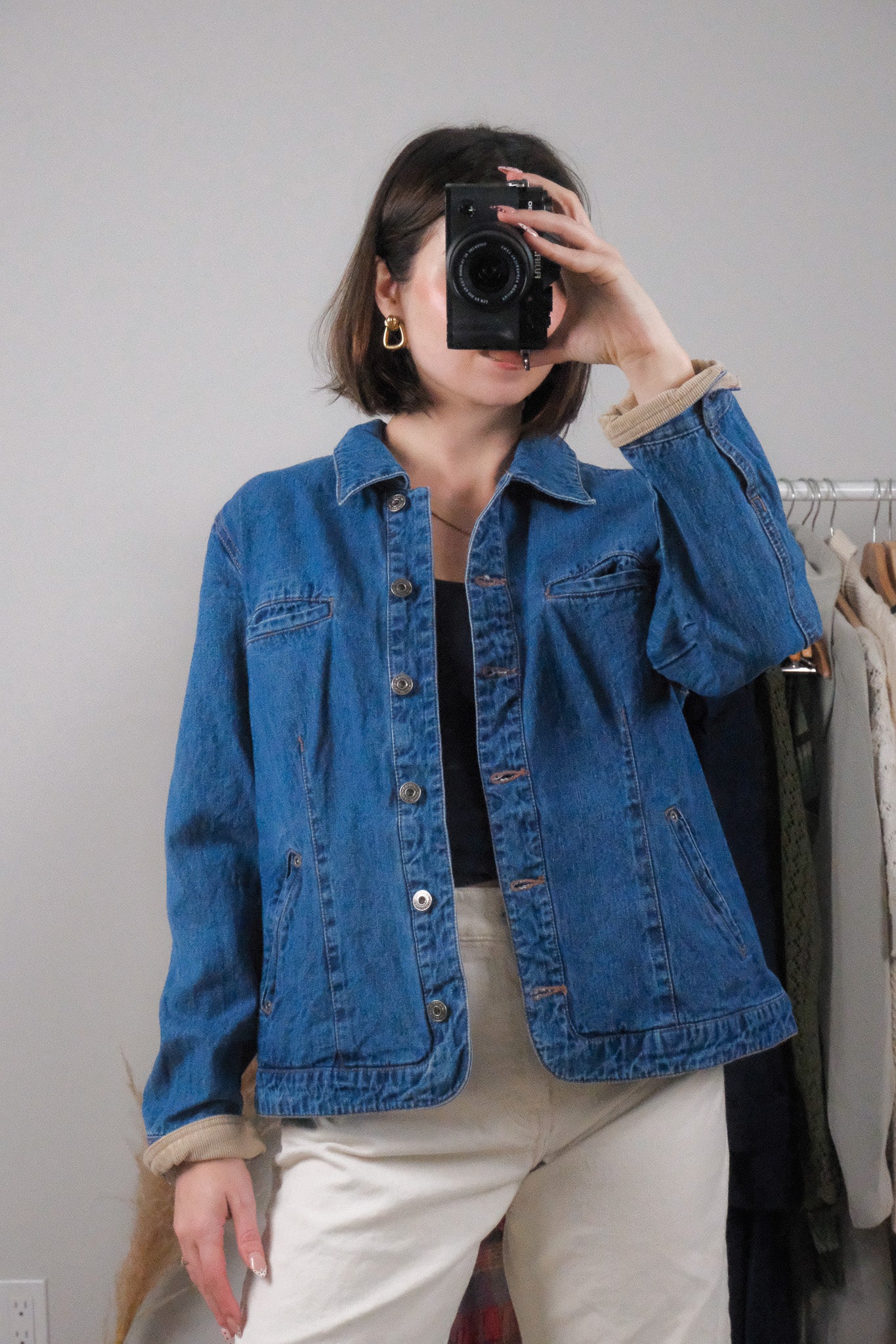 Vintage x Corduroy Trim Denim Chore Coat (M)