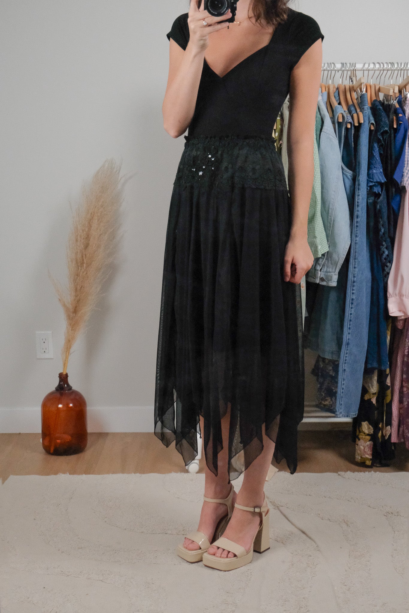 Vintage x Mesh Beaded/Sequin Midi Skirt (4/6)