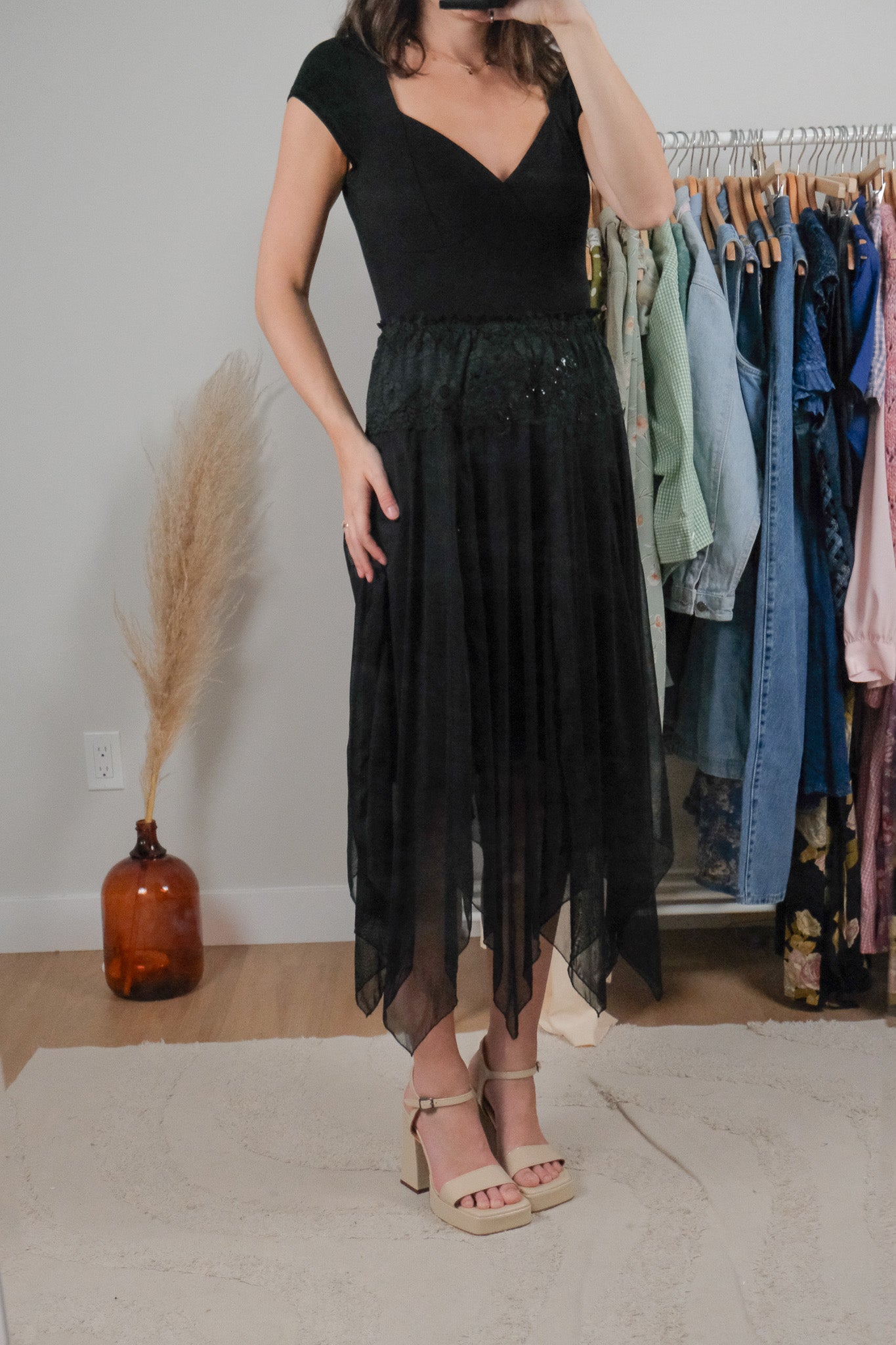 Vintage x Mesh Beaded/Sequin Midi Skirt (4/6)