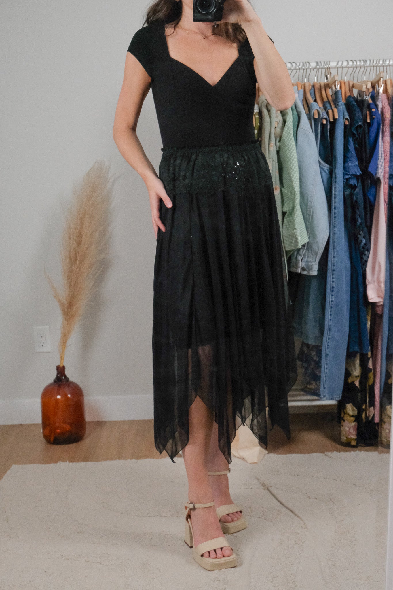 Vintage x Mesh Beaded/Sequin Midi Skirt (4/6)