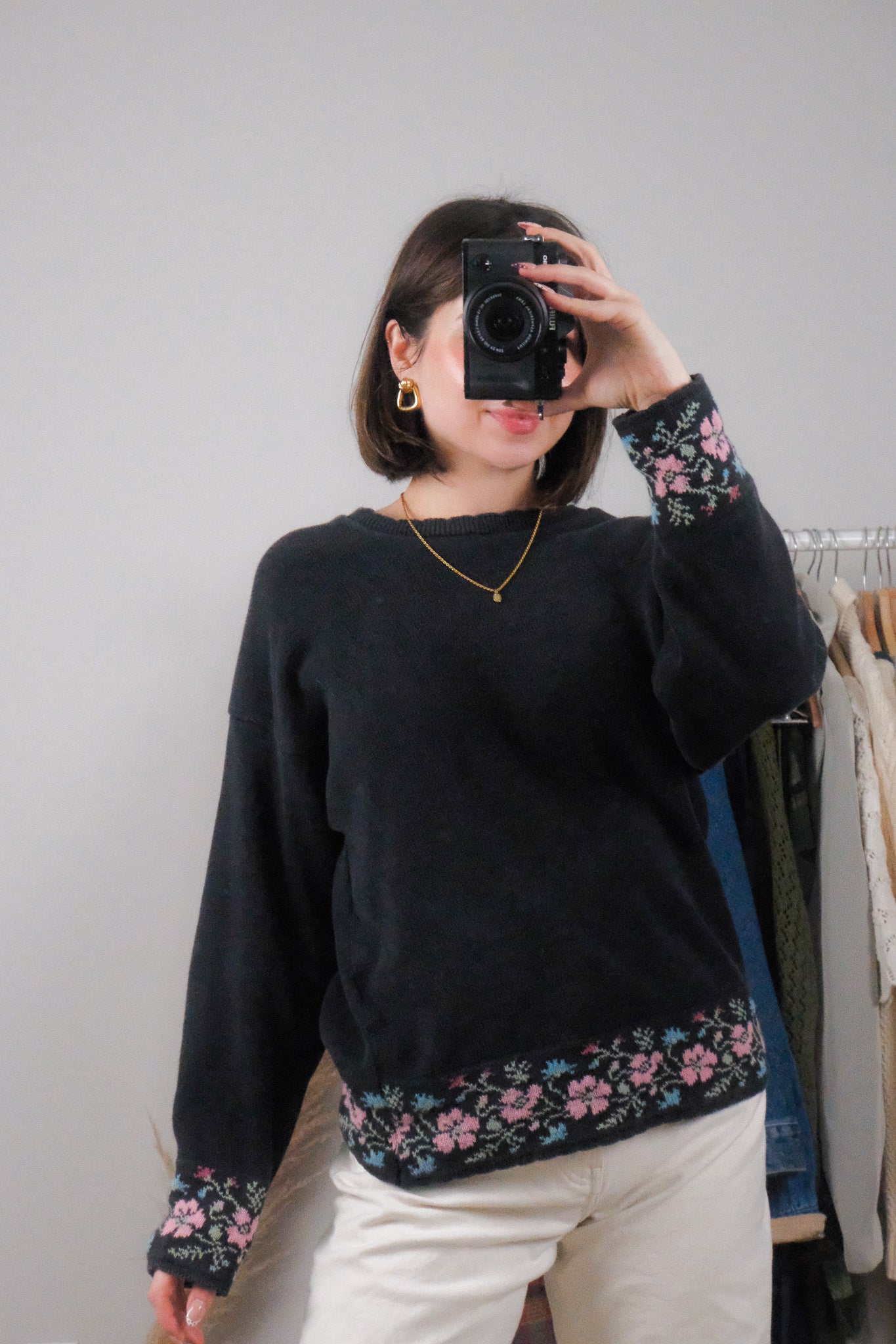 Made in Canada x Vintage x Cotton Floral Knit (S/M)
