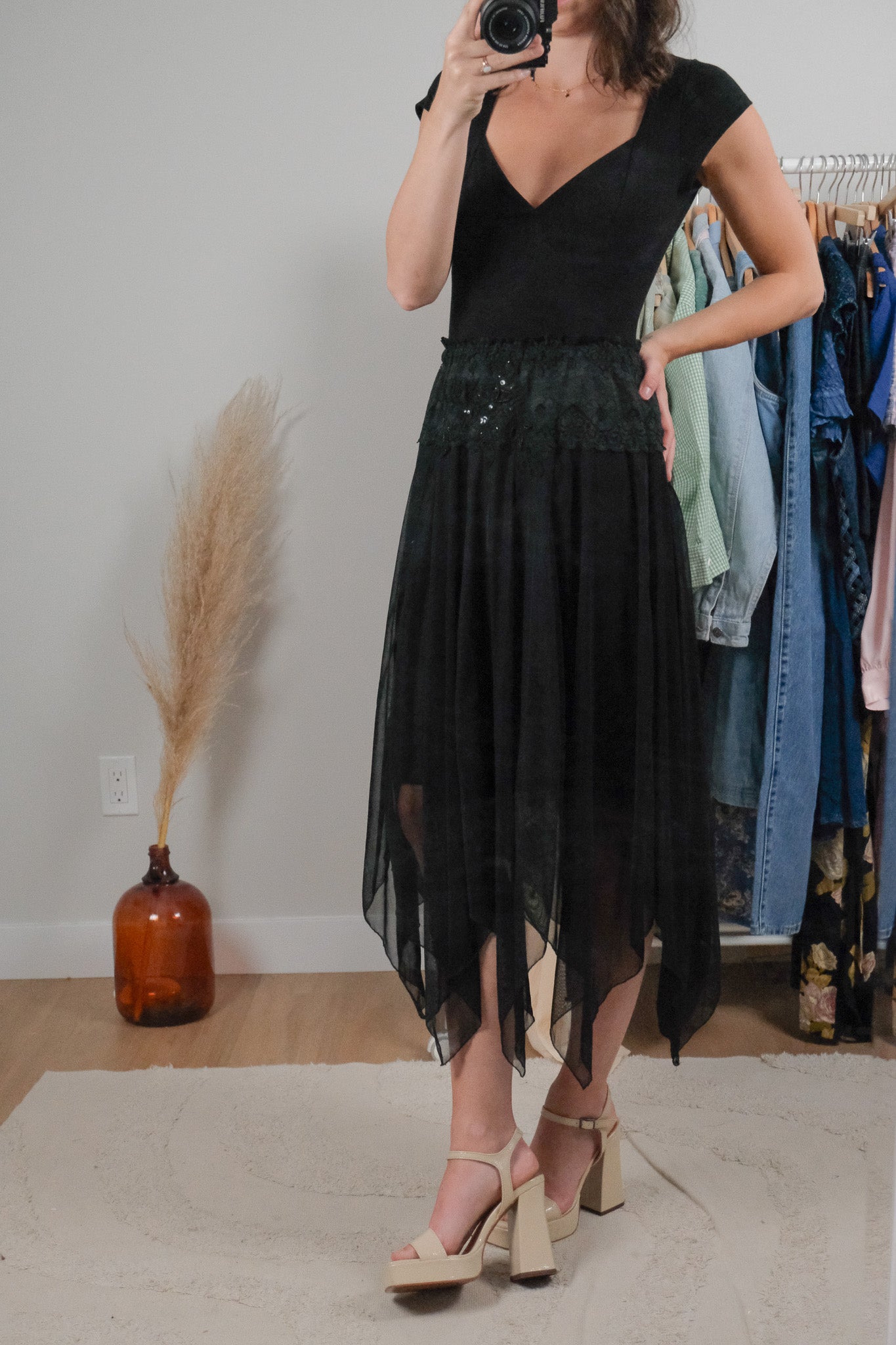 Vintage x Mesh Beaded/Sequin Midi Skirt (4/6)