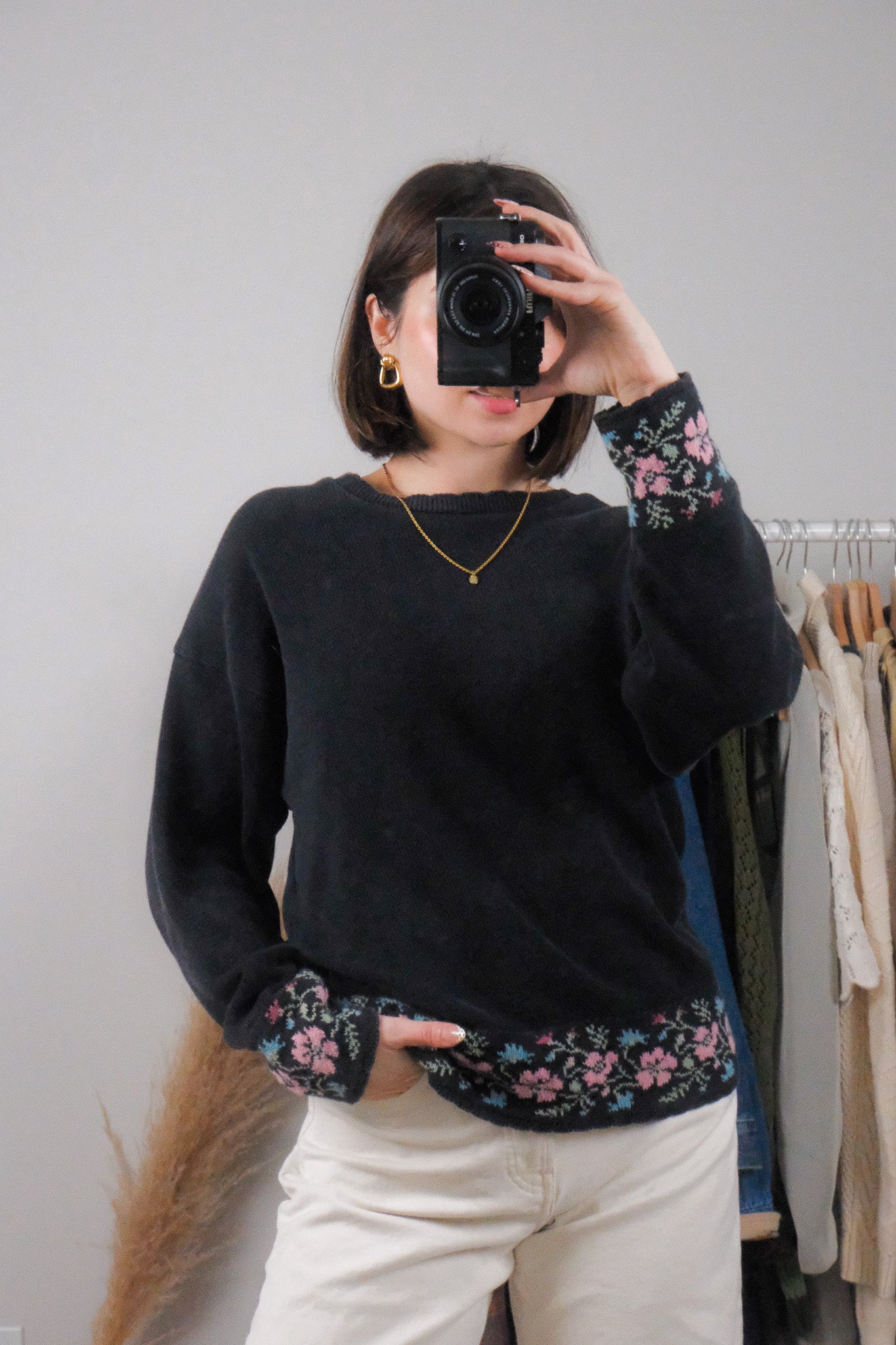 Made in Canada x Vintage x Cotton Floral Knit (S/M)