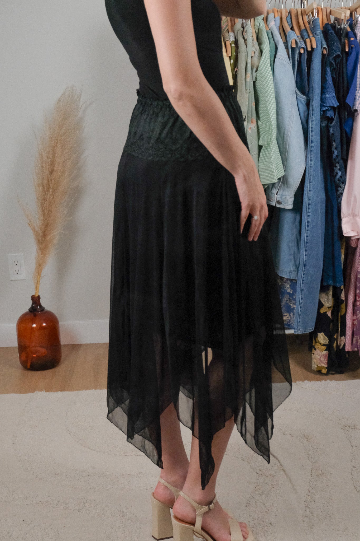 Vintage x Mesh Beaded/Sequin Midi Skirt (4/6)