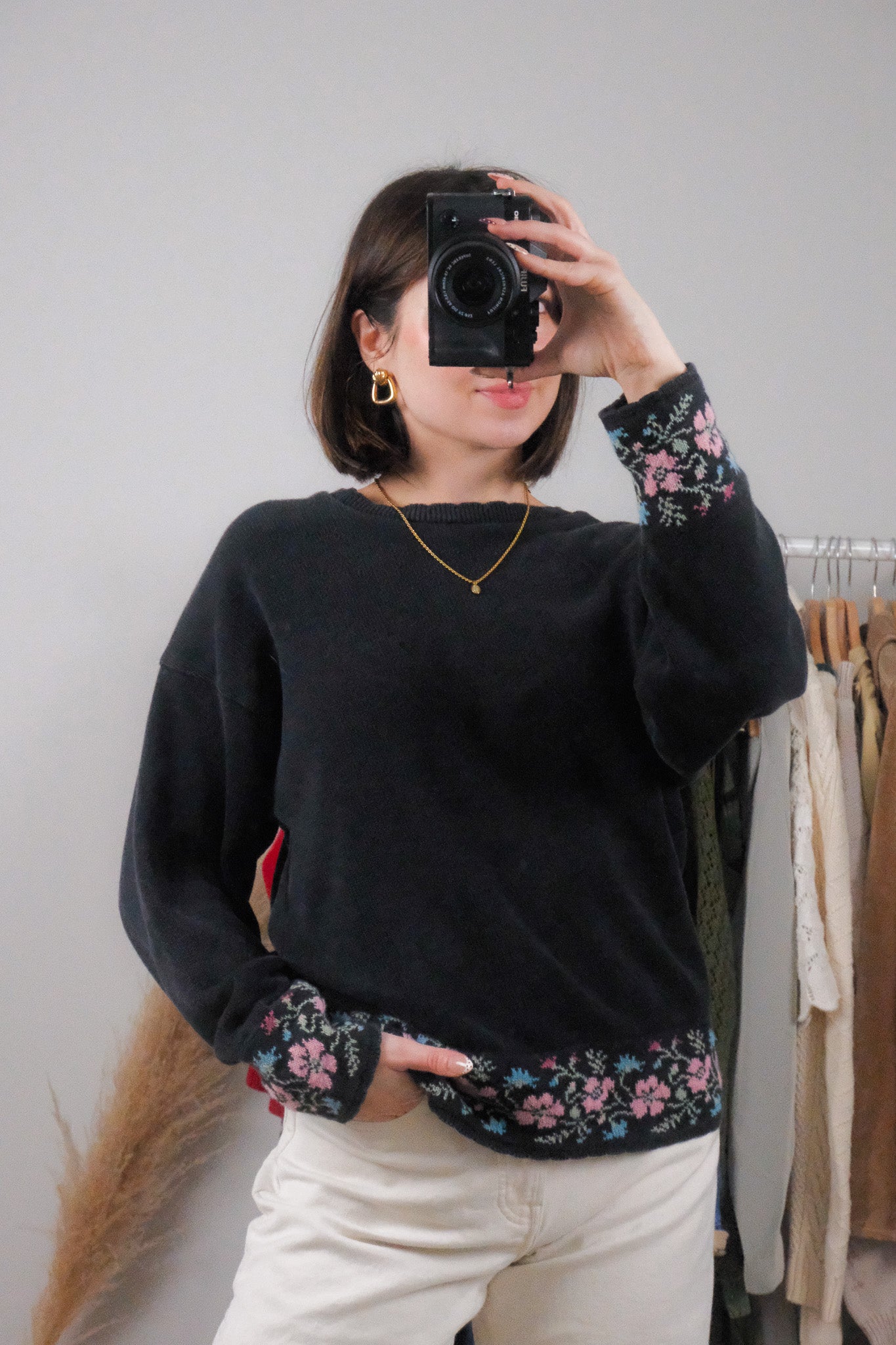 Made in Canada x Vintage x Cotton Floral Knit (S/M)