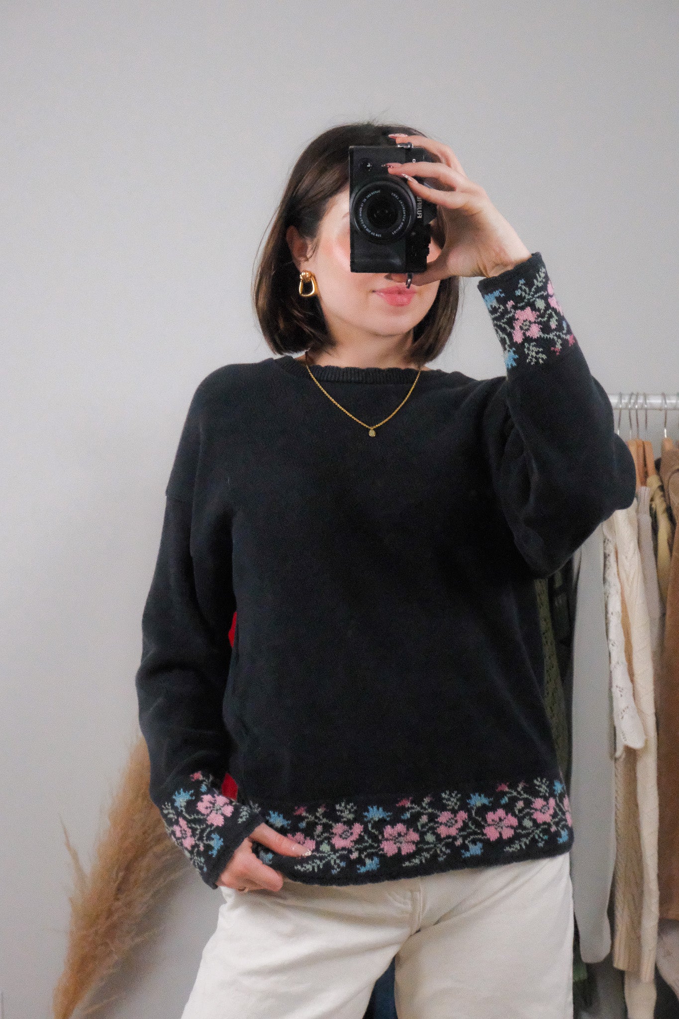 Made in Canada x Vintage x Cotton Floral Knit (S/M)