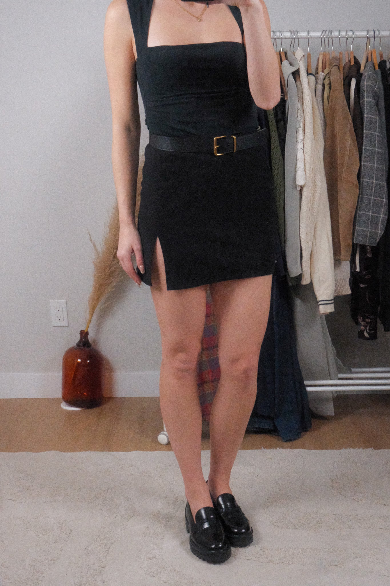 Made in Canada x Vintage x Ribbed Mini Skirt (S)