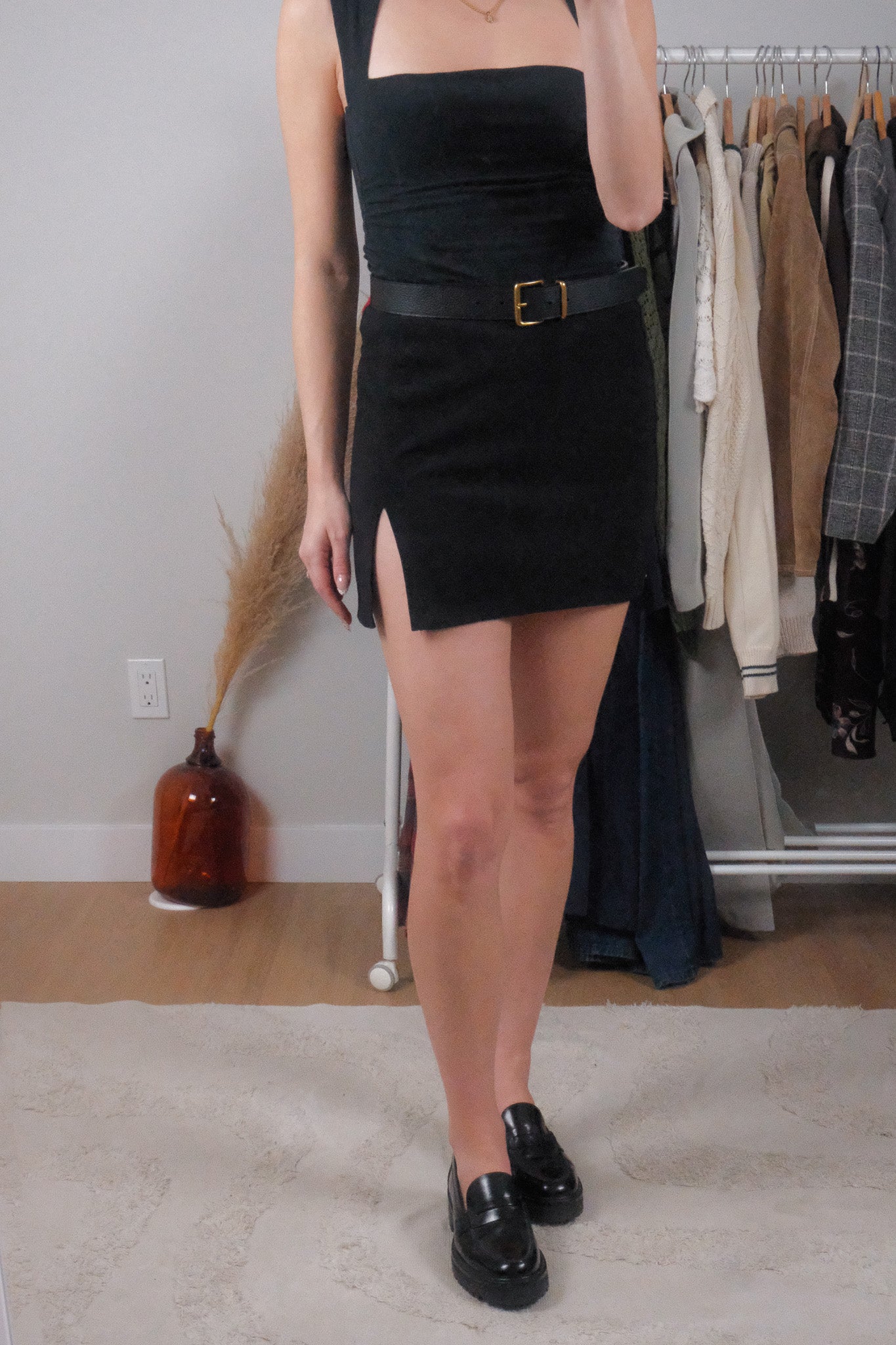 Made in Canada x Vintage x Ribbed Mini Skirt (S)