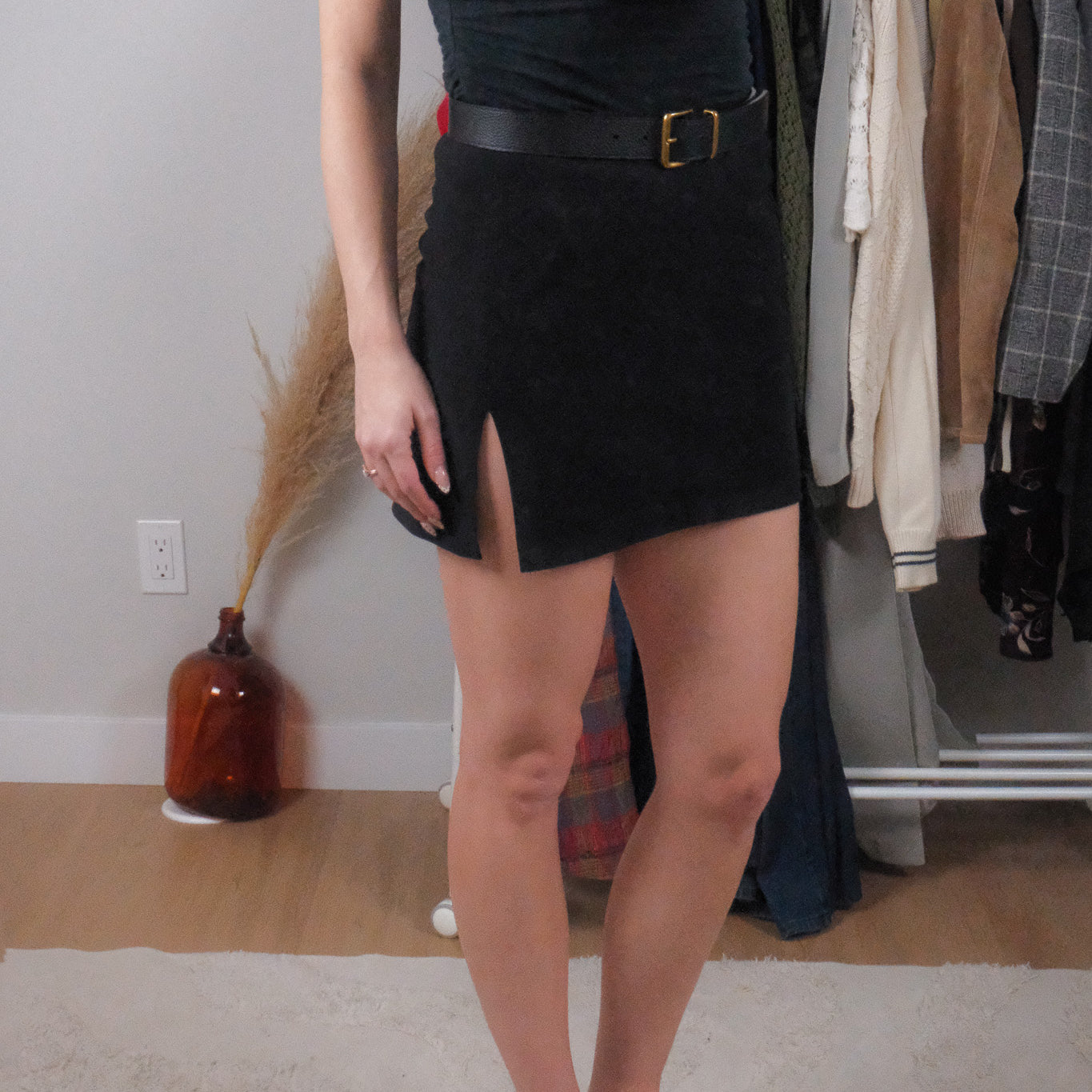 Made in Canada x Vintage x Ribbed Mini Skirt (S)