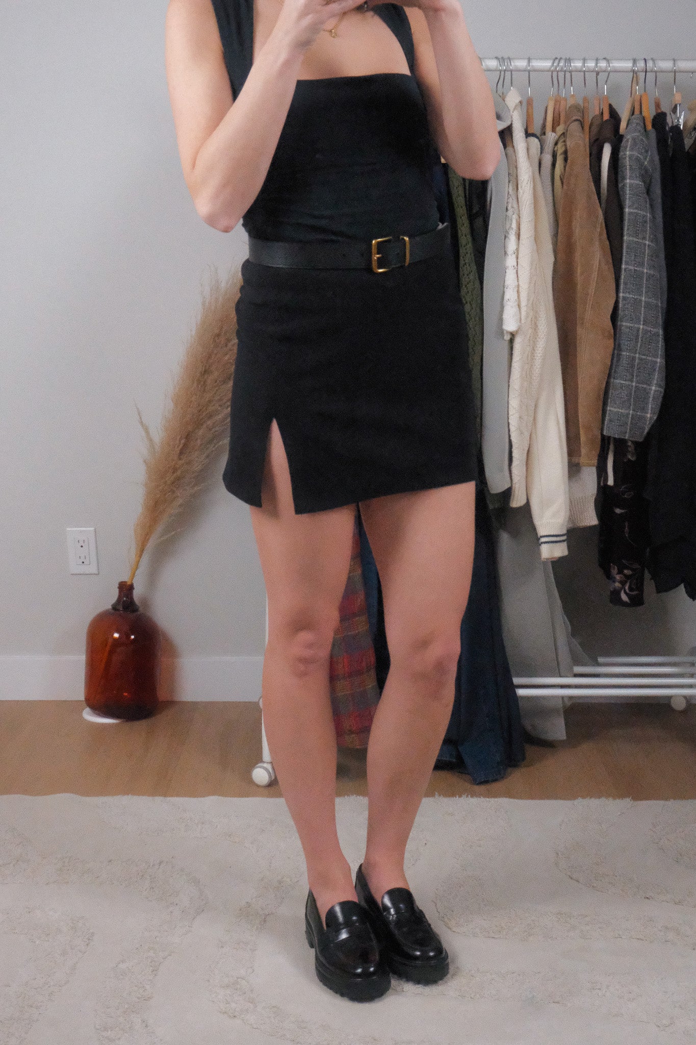 Made in Canada x Vintage x Ribbed Mini Skirt (S)
