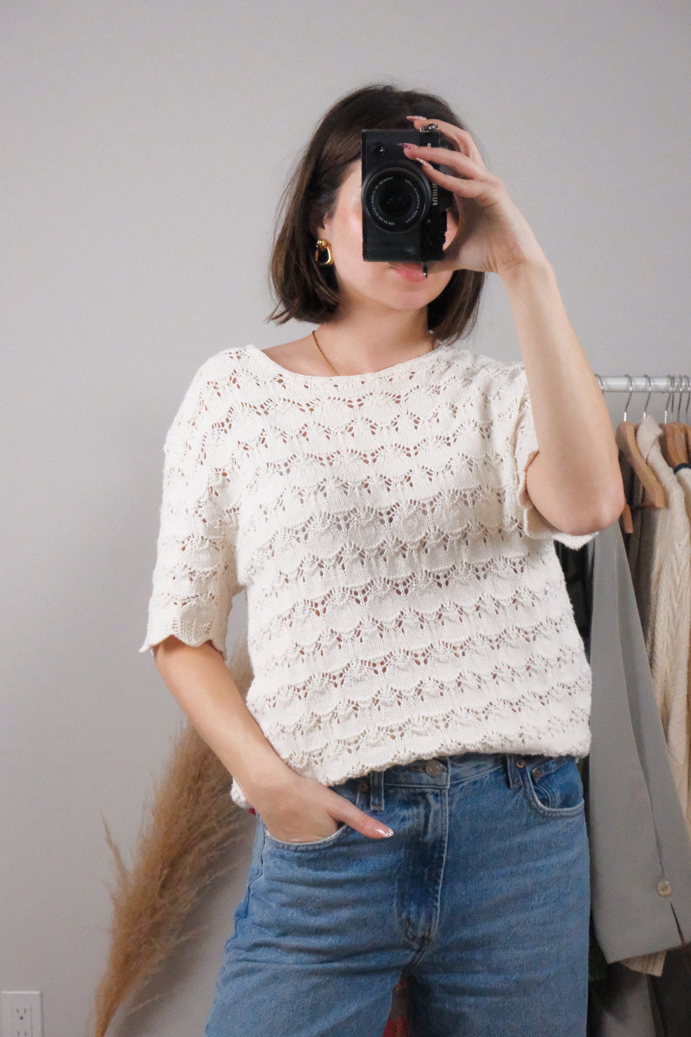 Made in Canada x Vintage x Linen/Cotton Textured Knit (S)