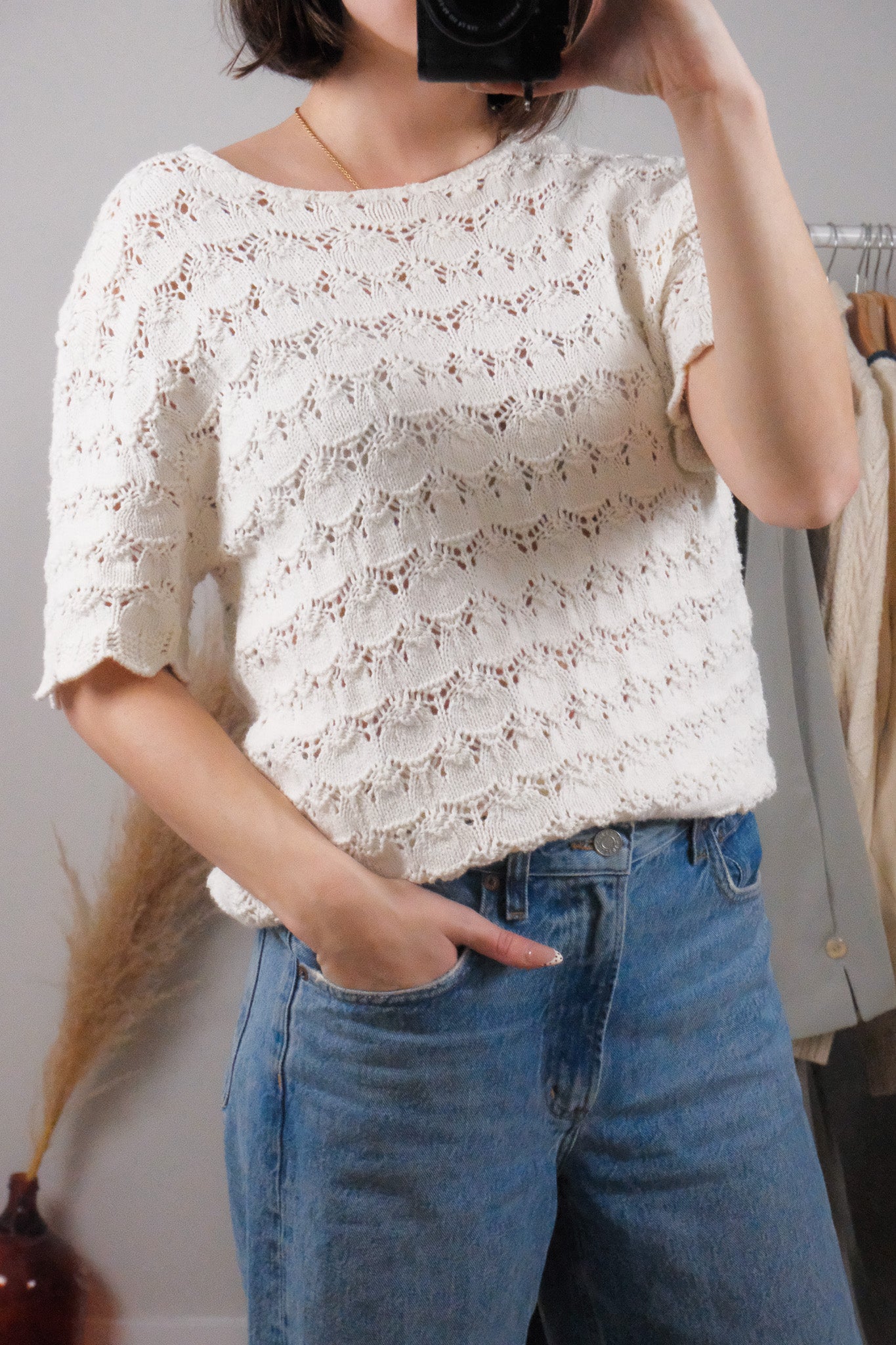 Made in Canada x Vintage x Linen/Cotton Textured Knit (S)
