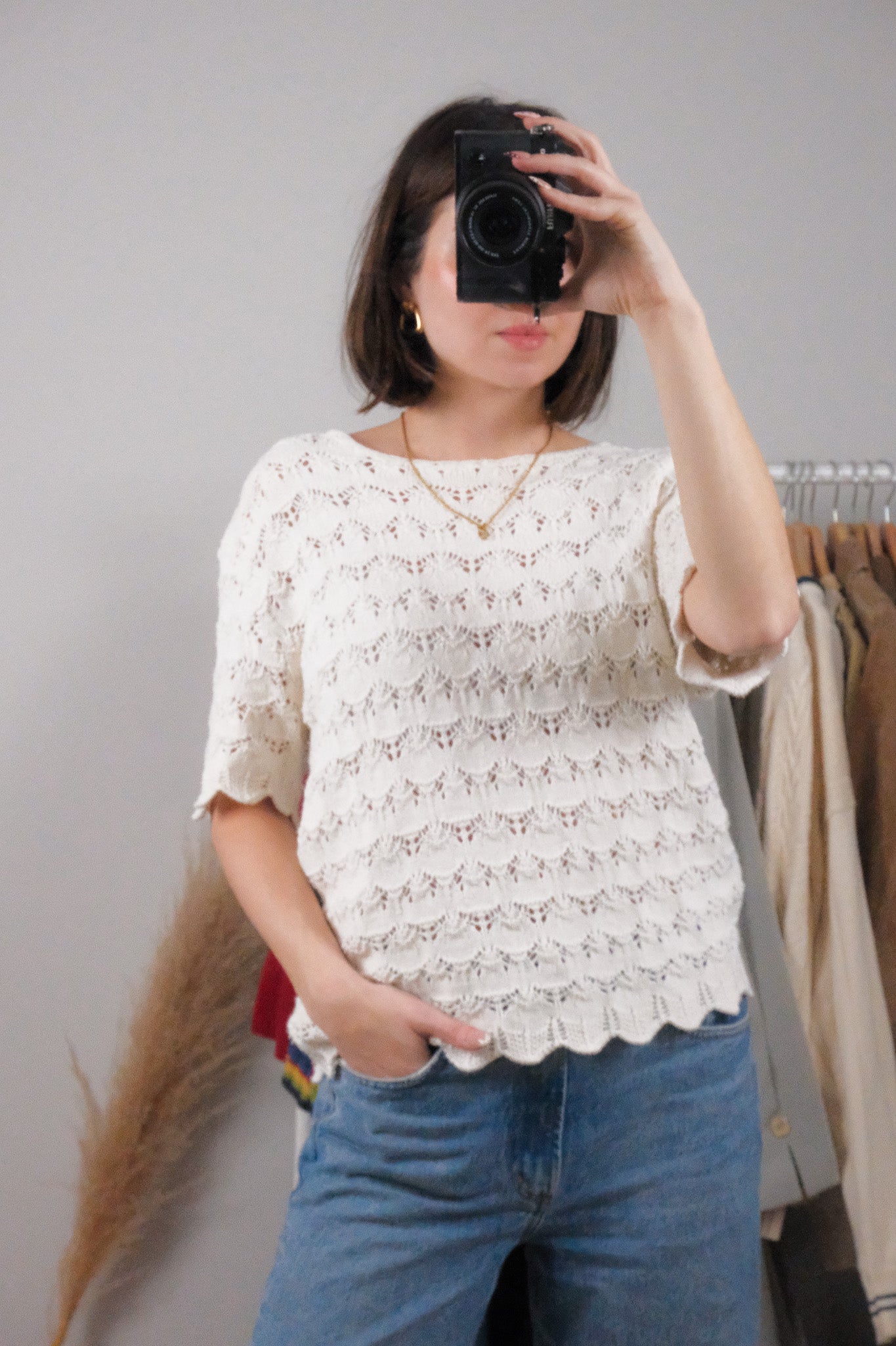 Made in Canada x Vintage x Linen/Cotton Textured Knit (S)