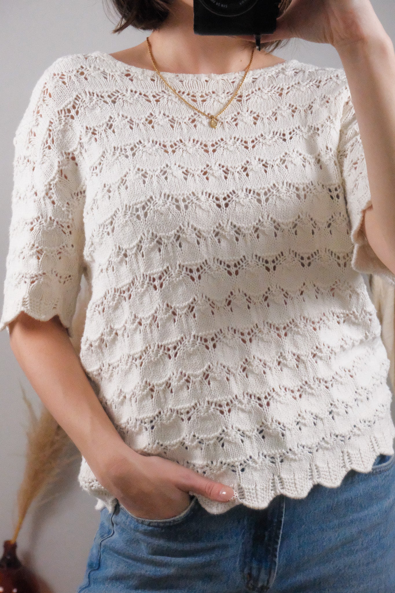 Made in Canada x Vintage x Linen/Cotton Textured Knit (S)