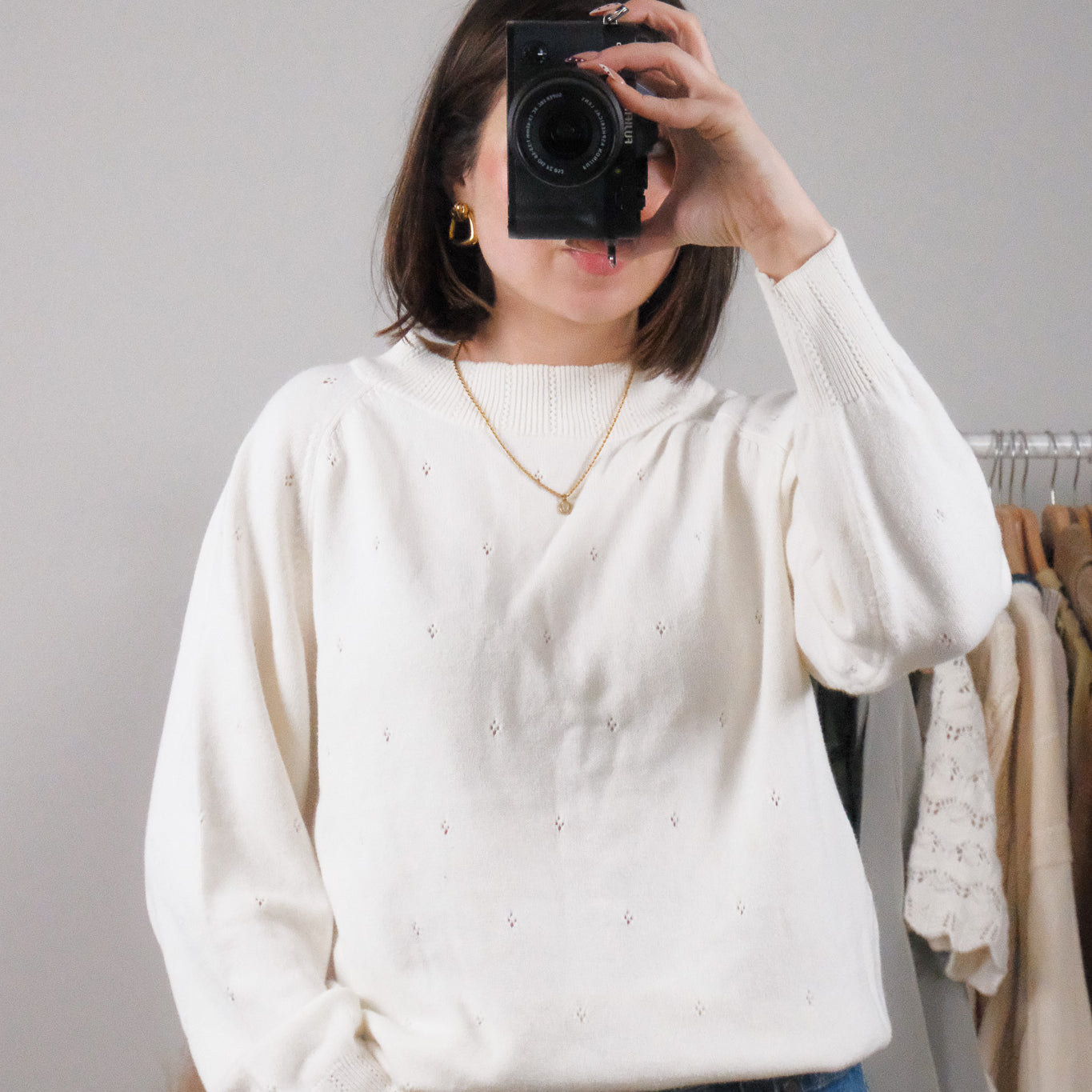 Vintage x Cotton Eyelet Sweater (S)