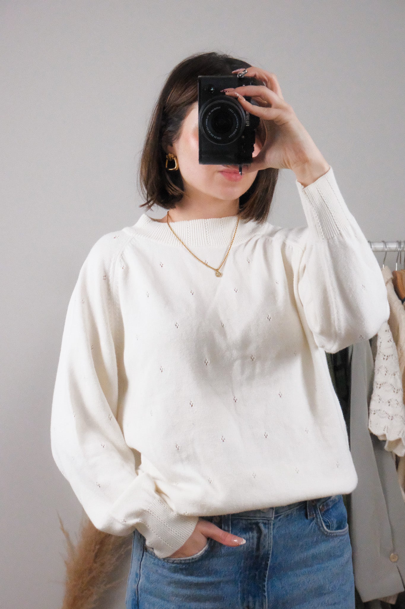 Vintage x Cotton Eyelet Sweater (S)