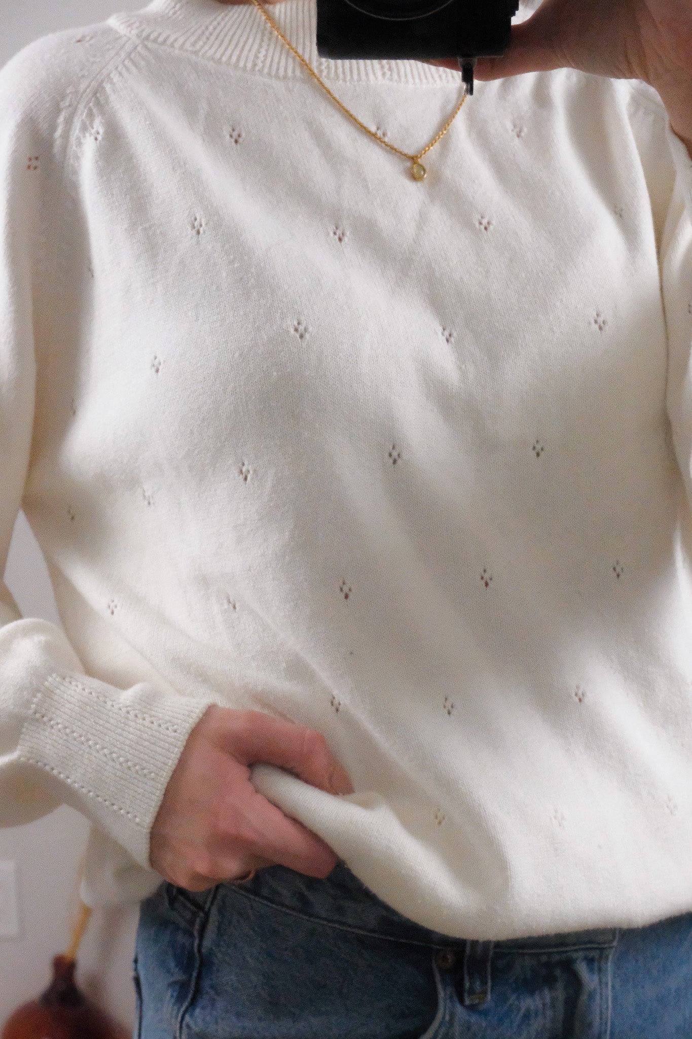 Vintage x Cotton Eyelet Sweater (S)