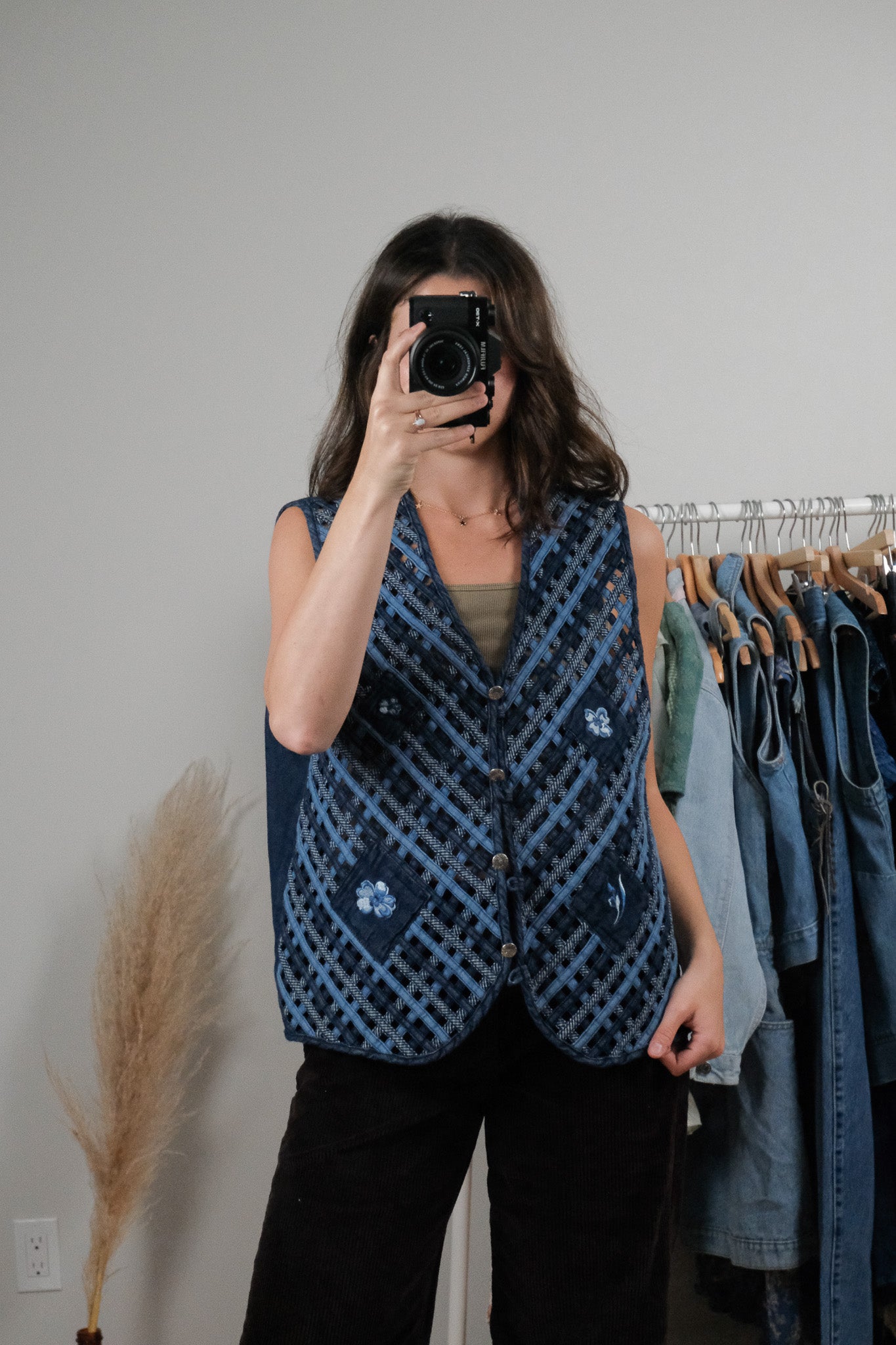 Vintage x Denim Woven/Embroidered Vest (XL)
