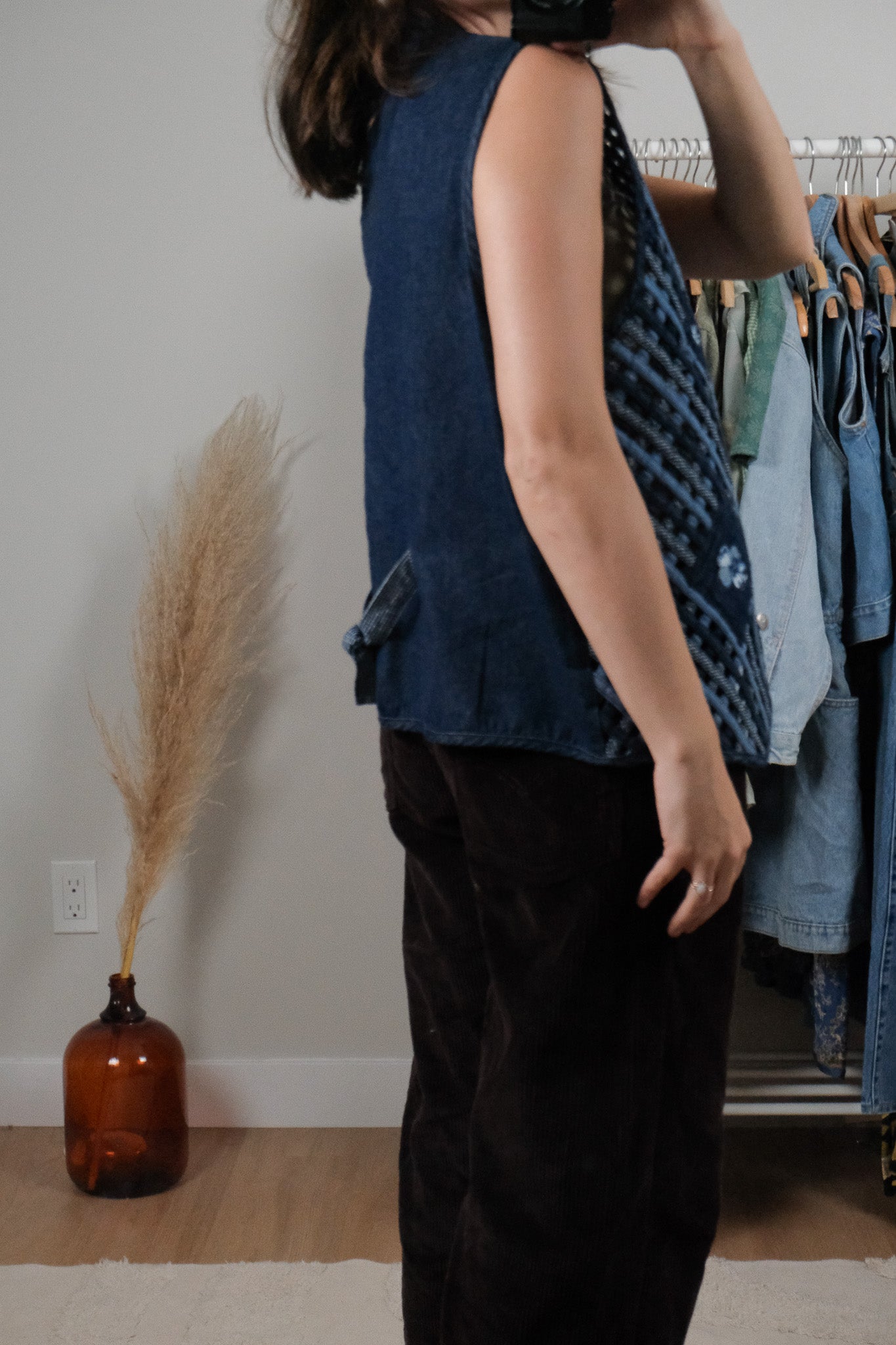 Vintage x Denim Woven/Embroidered Vest (XL)