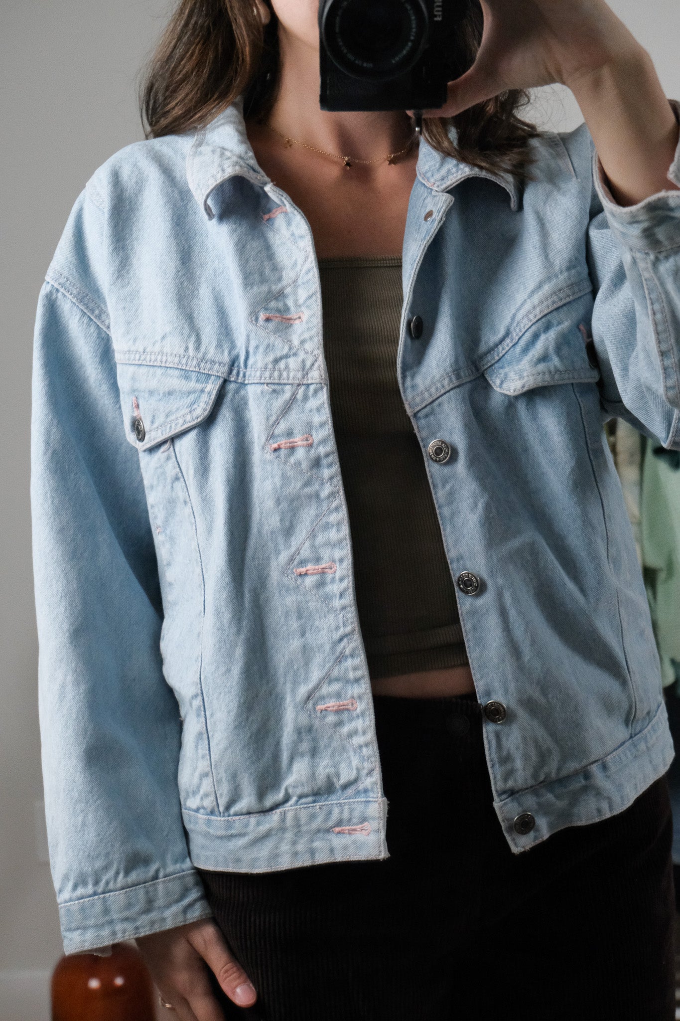 Vintage x Pink Trim Denim Jacket (M)