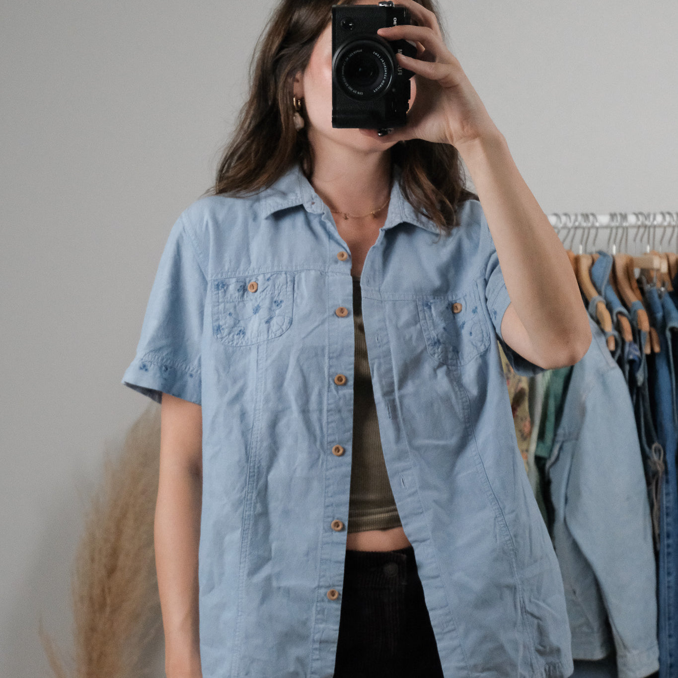 Vintage x Cotton Embroidered Short-Sleeve Top (M)