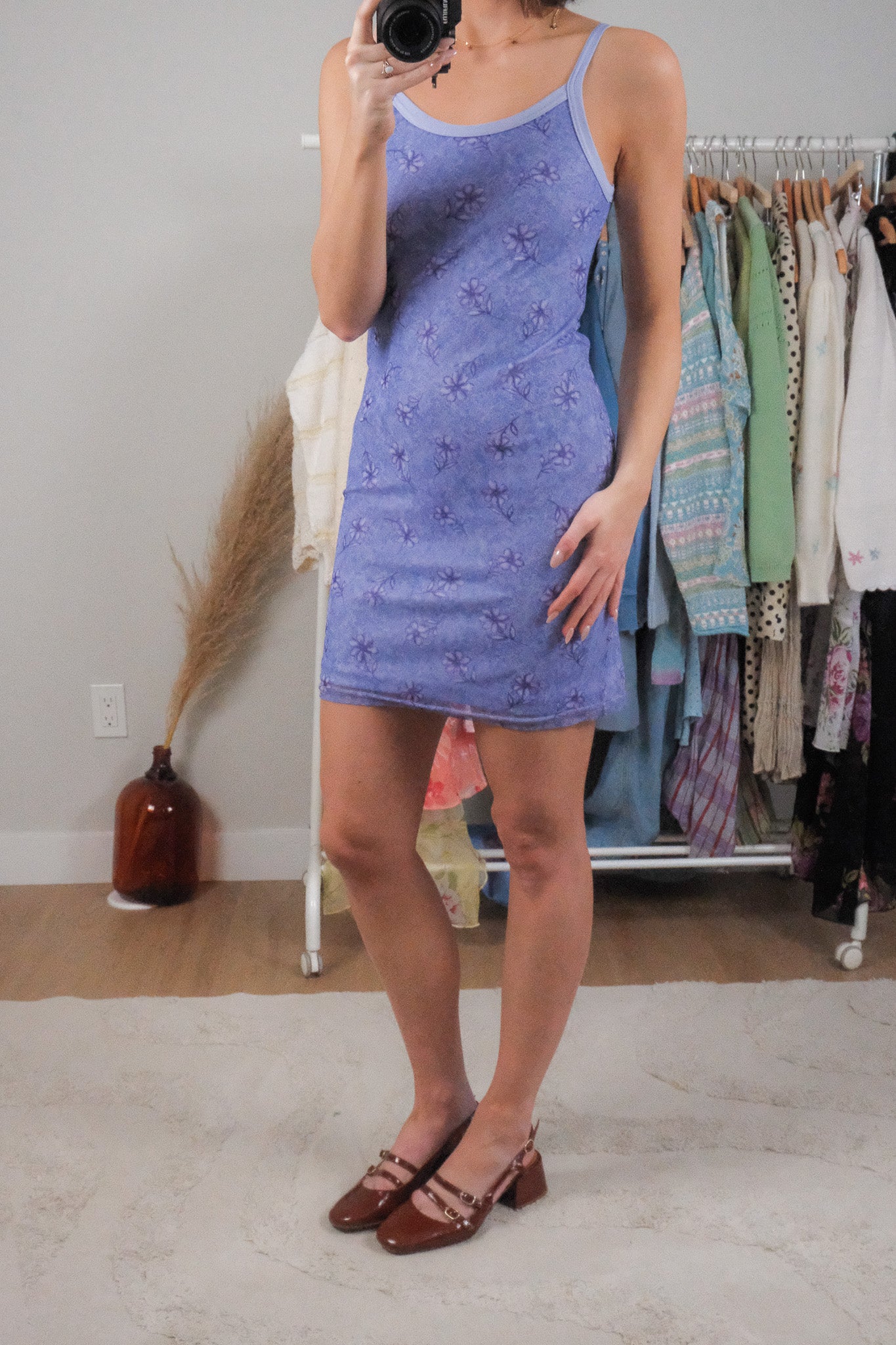 Made in Canada x Vintage x Floral Mesh Mini Dress (XS/S)