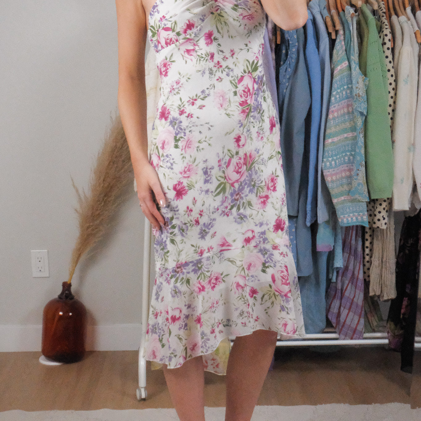 Vintage x Floral Halter Midi Dress (S)