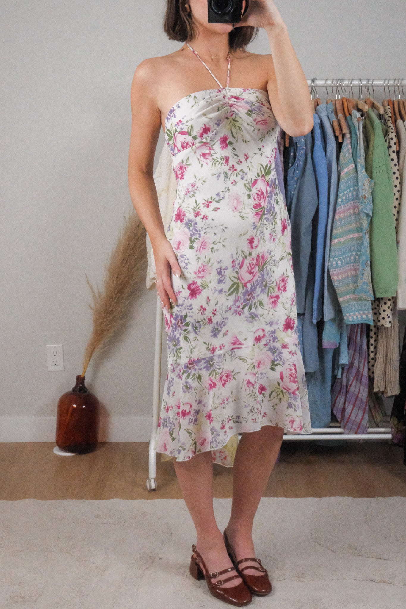 Vintage x Floral Halter Midi Dress (S)