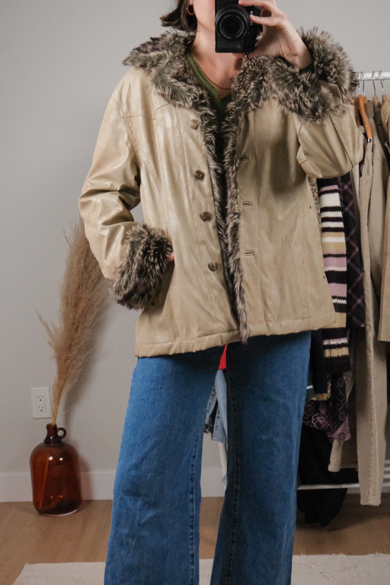 Vintage x Faux Leather & Faux Fur Penny Lane Jacket (M/L)
