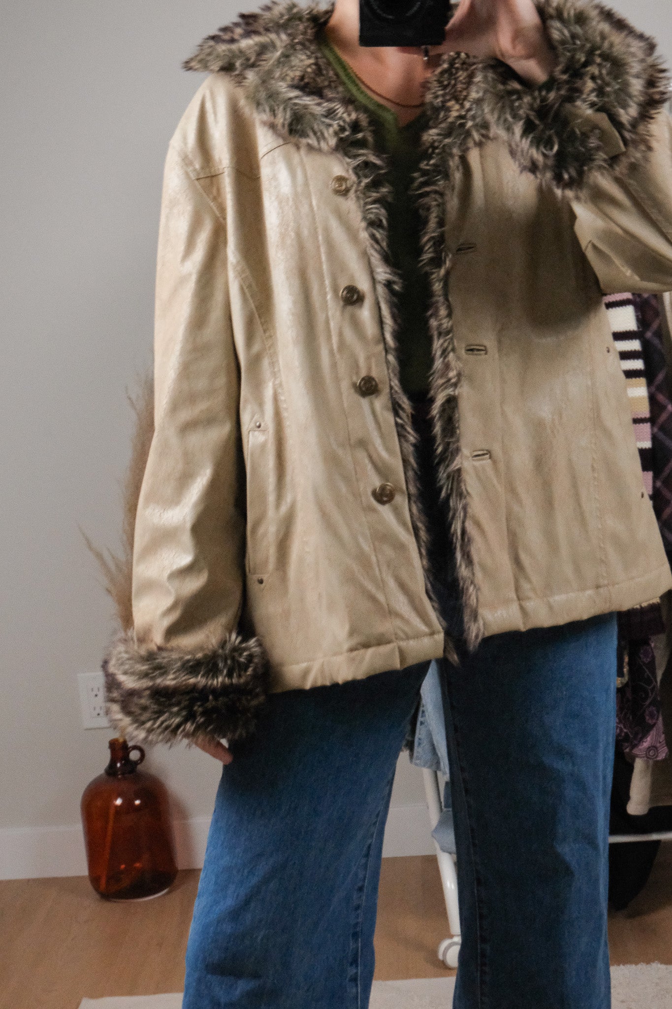 Vintage x Faux Leather & Faux Fur Penny Lane Jacket (M/L)