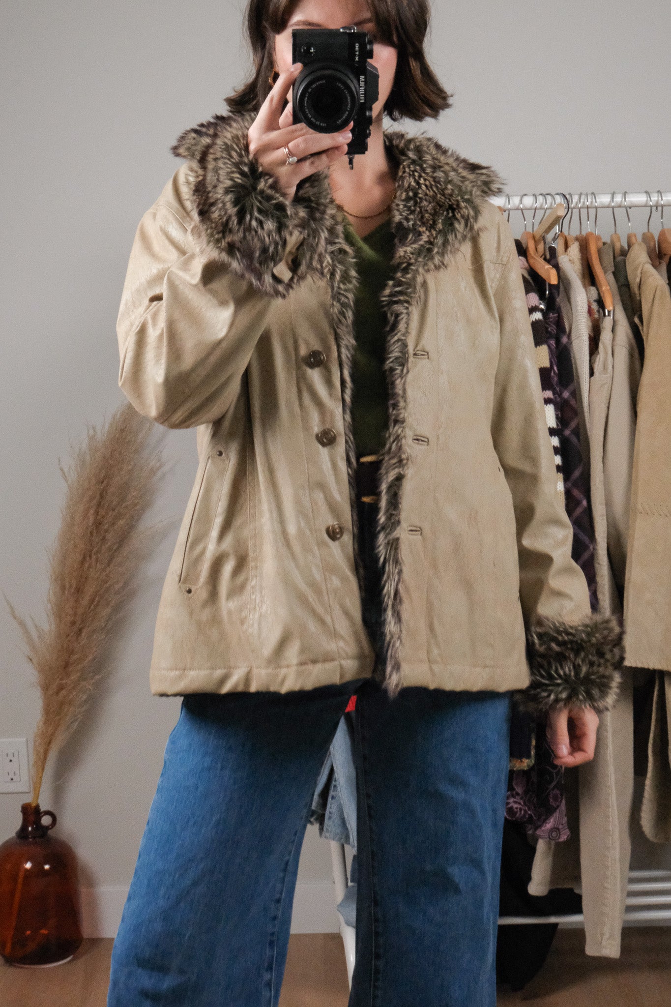 Vintage x Faux Leather & Faux Fur Penny Lane Jacket (M/L)