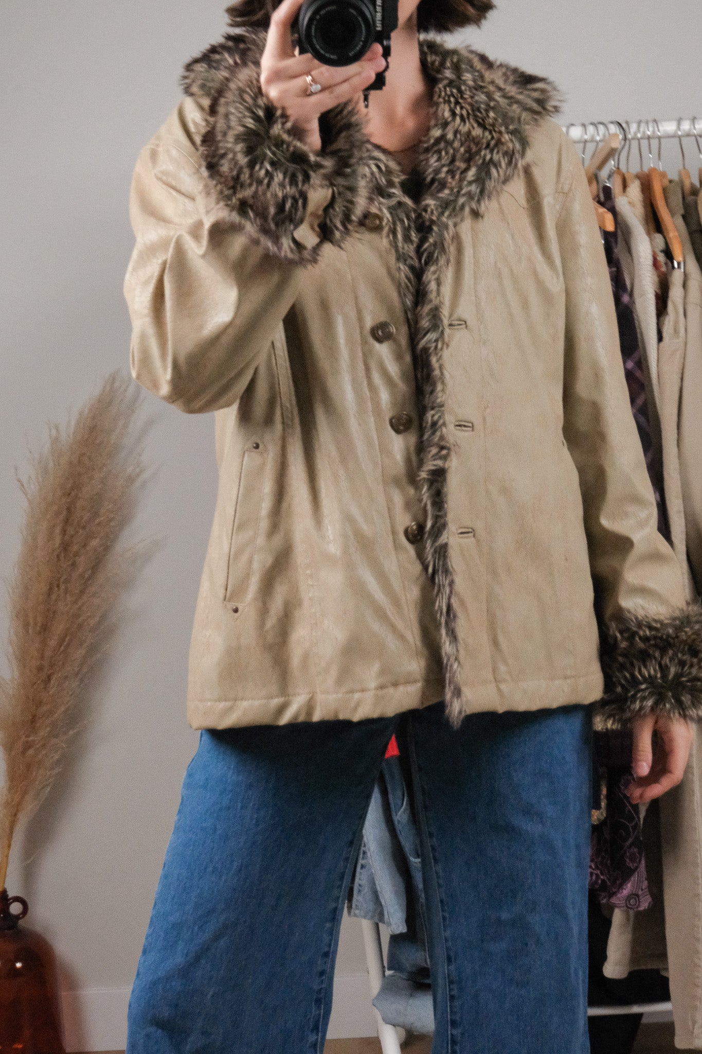 Vintage x Faux Leather & Faux Fur Penny Lane Jacket (M/L)