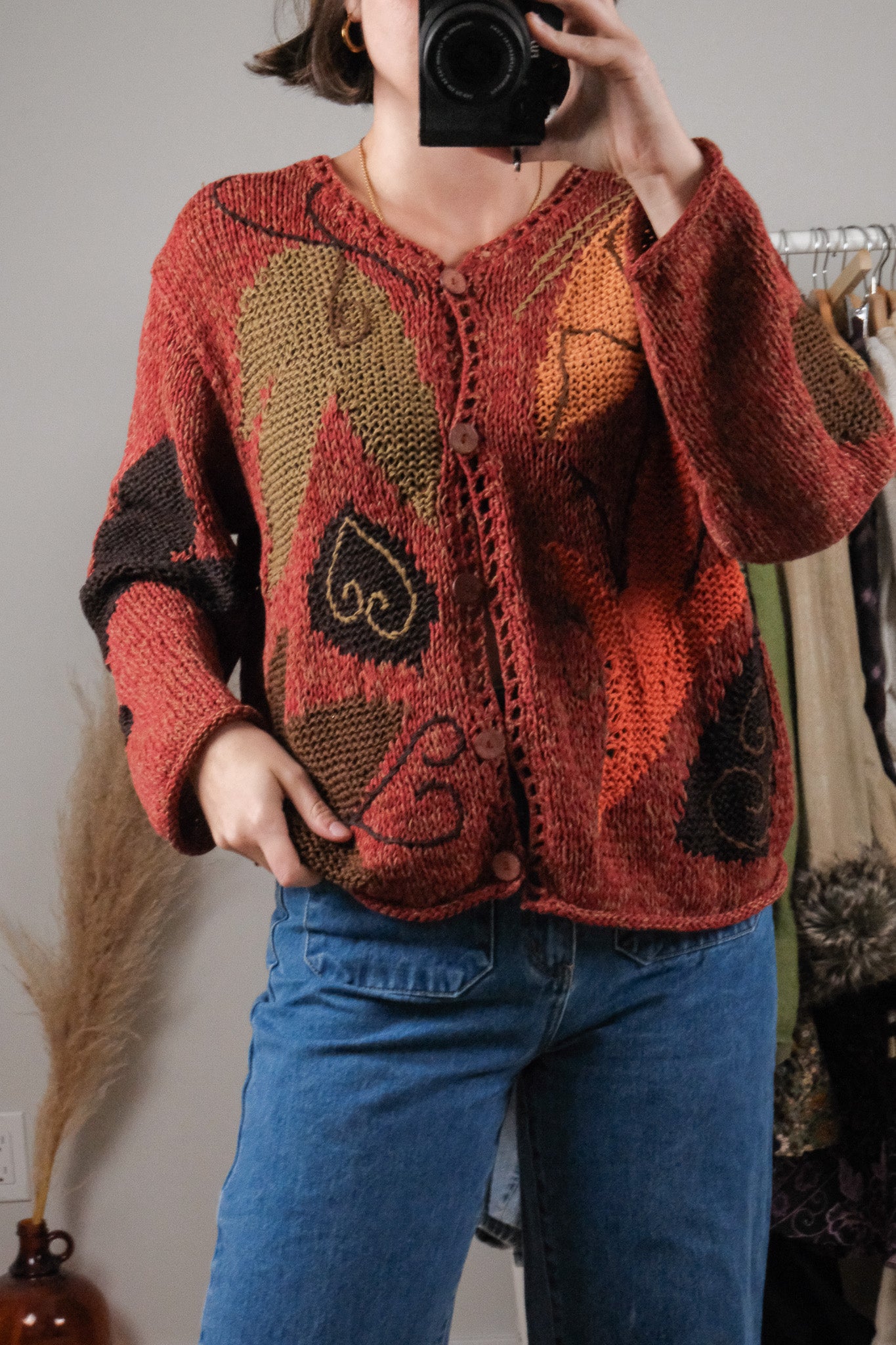 Vintage x Handknit Embroidered Cardigan (M)