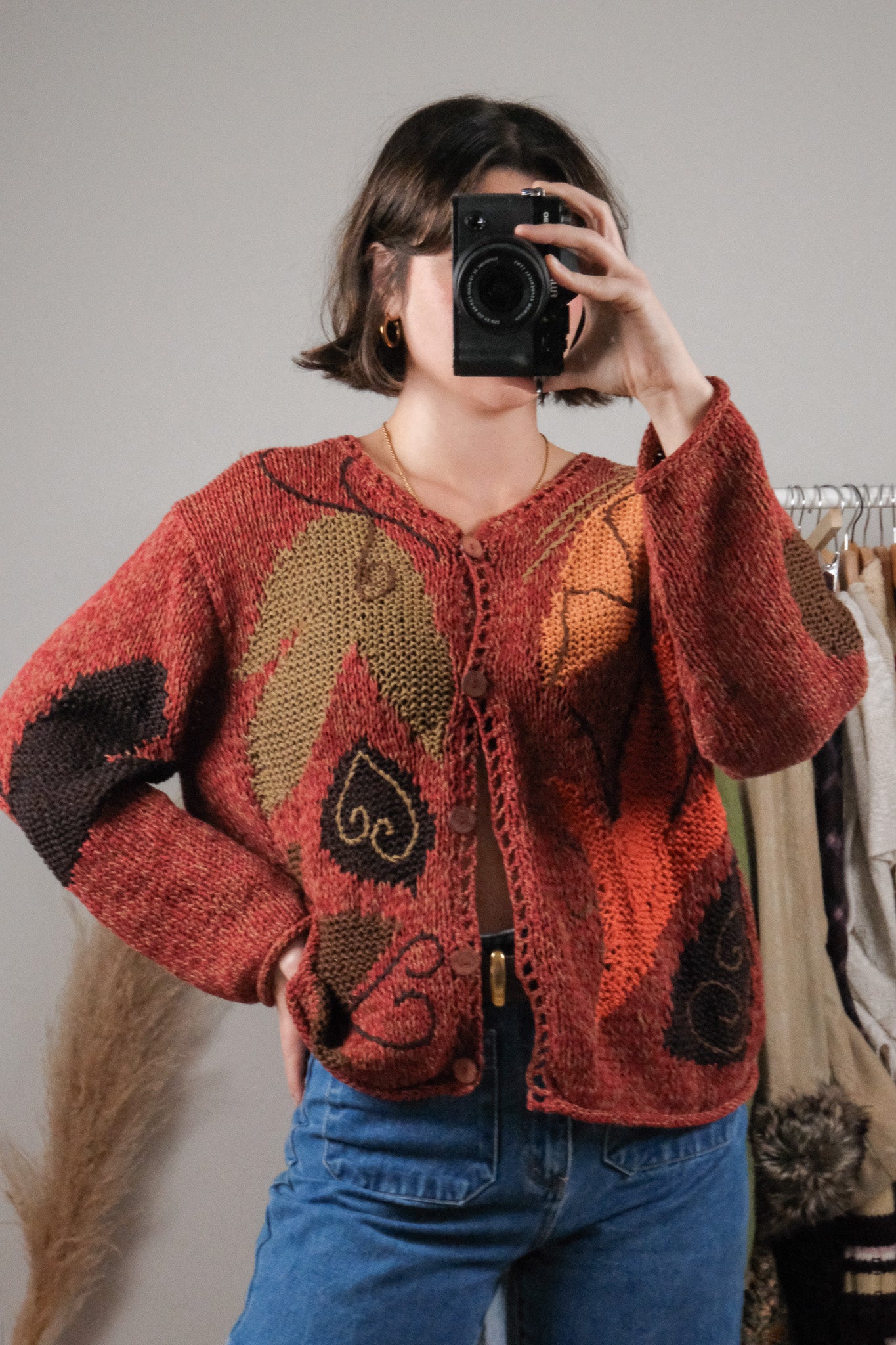 Vintage x Handknit Embroidered Cardigan (M)