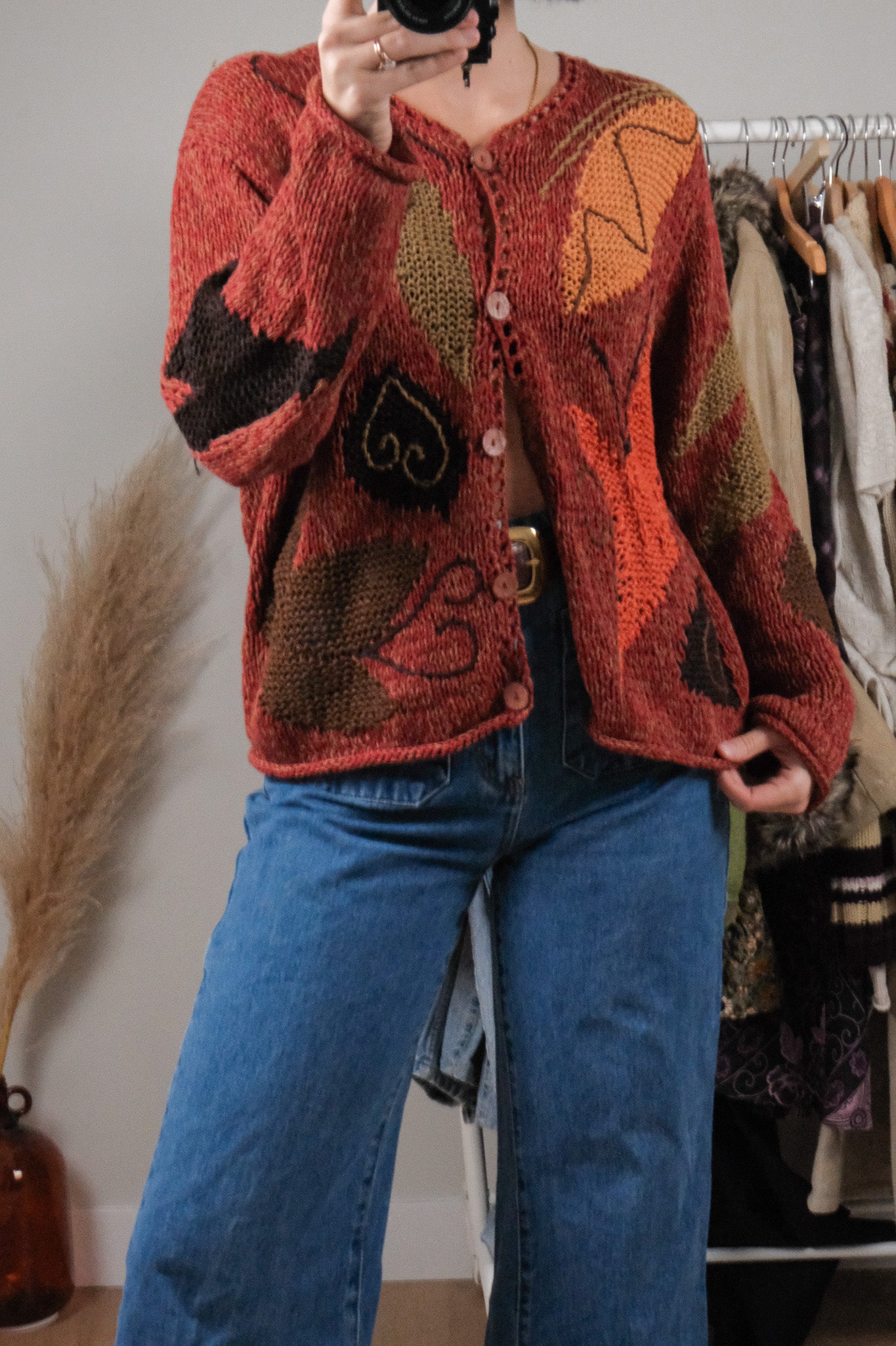 Vintage x Handknit Embroidered Cardigan (M)