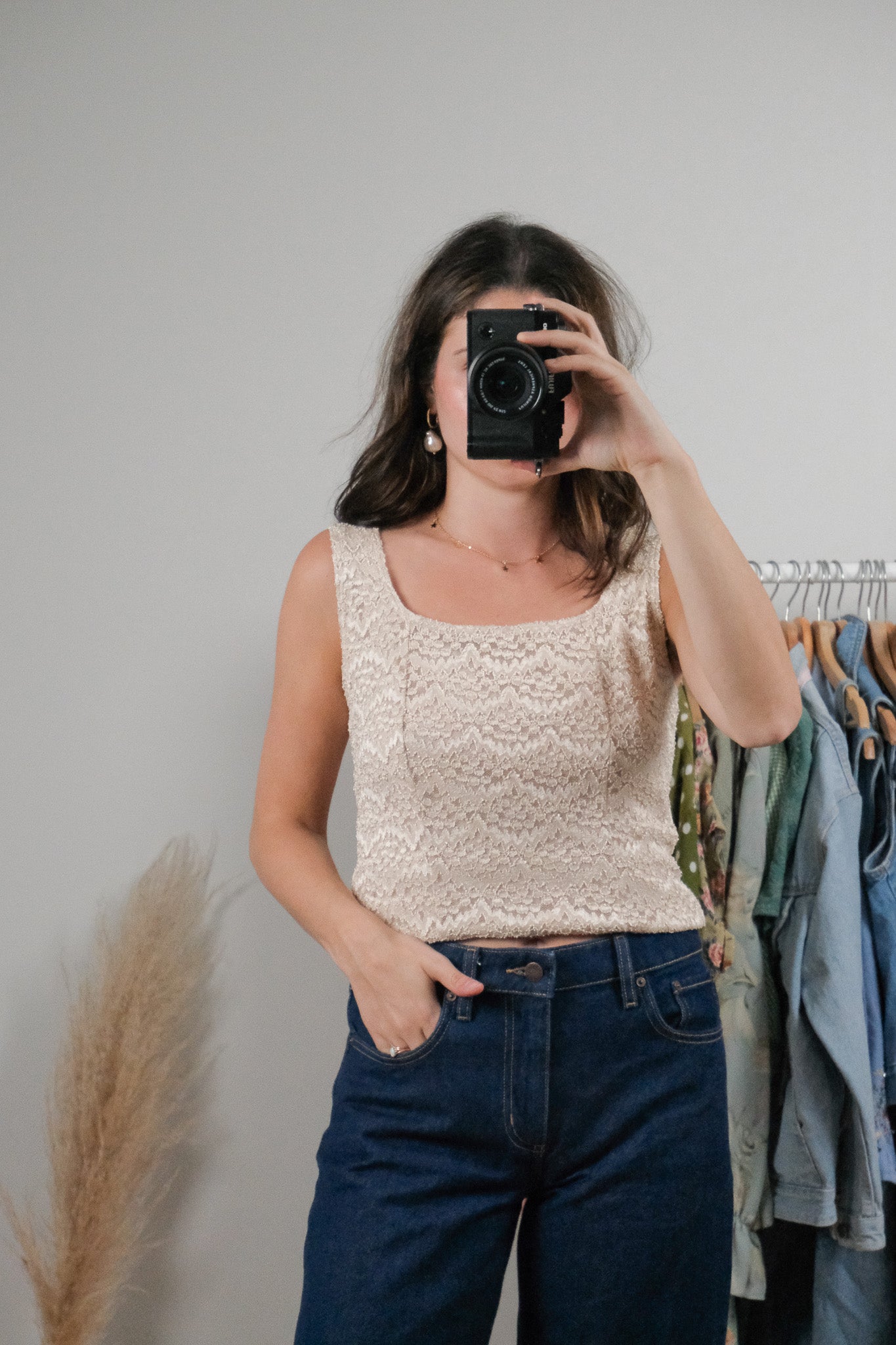 Made in USA x Vintage x Lace Top (M)