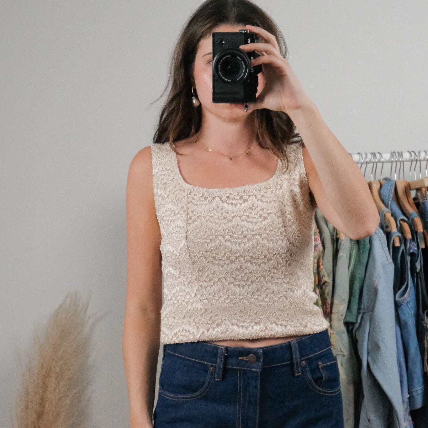 Made in USA x Vintage x Lace Top (M)