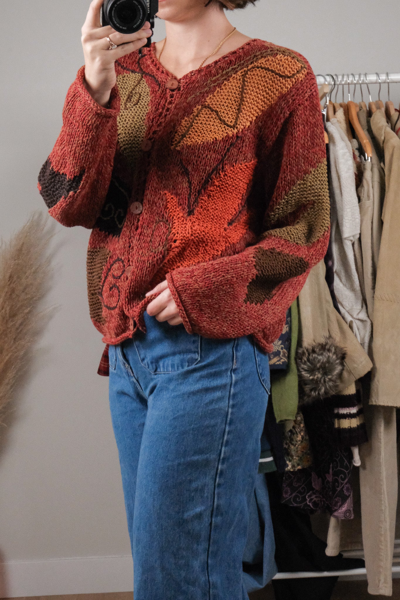 Vintage x Handknit Embroidered Cardigan (M)