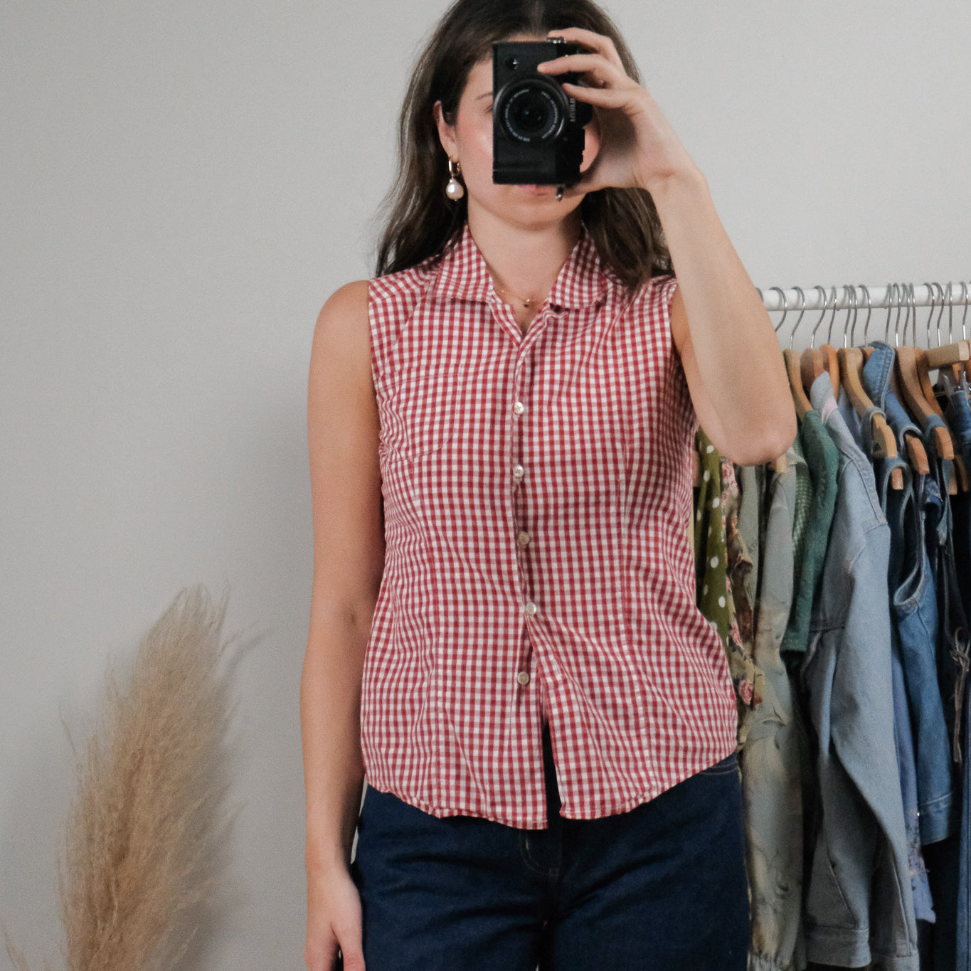 Vintage x Cotton Gingham Tank Top (XXS/XS)