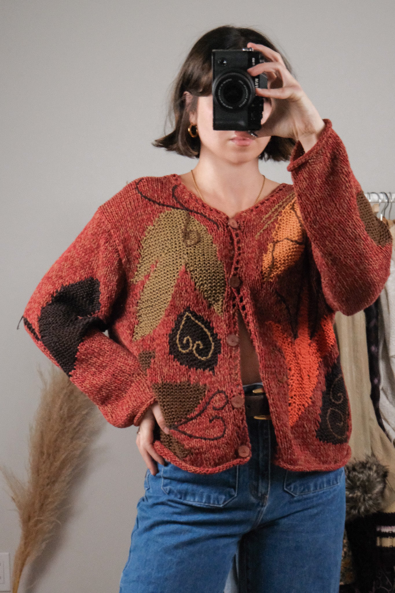 Vintage x Handknit Embroidered Cardigan (M)