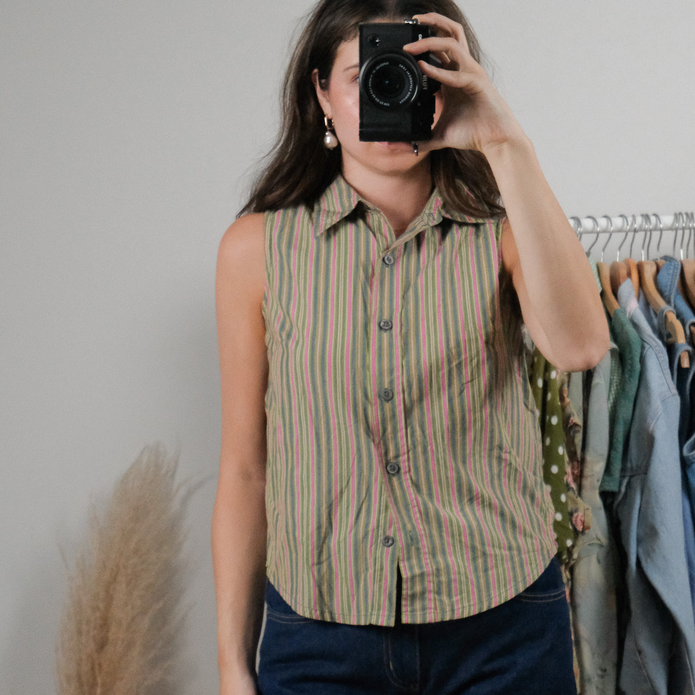 Vintage x Cotton Striped Collared Tank (XS)